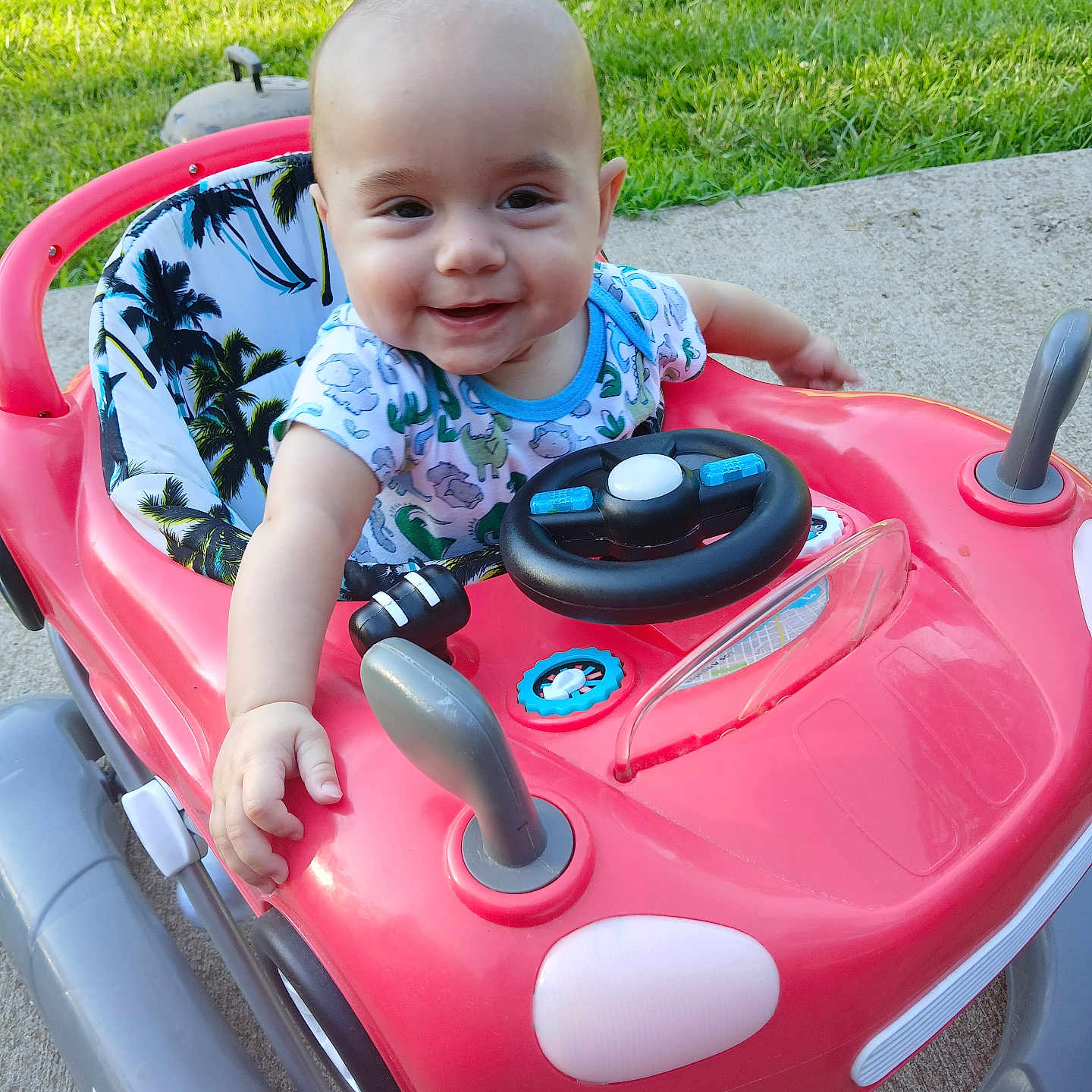 Alexander joined the competition — help win amazing prizes! baby, car, clothing, face, glove, grass, happy, head, lawn, nature, outdoors, park, person, photography, plant, playarea, portrait, summer, transportation, vehicle