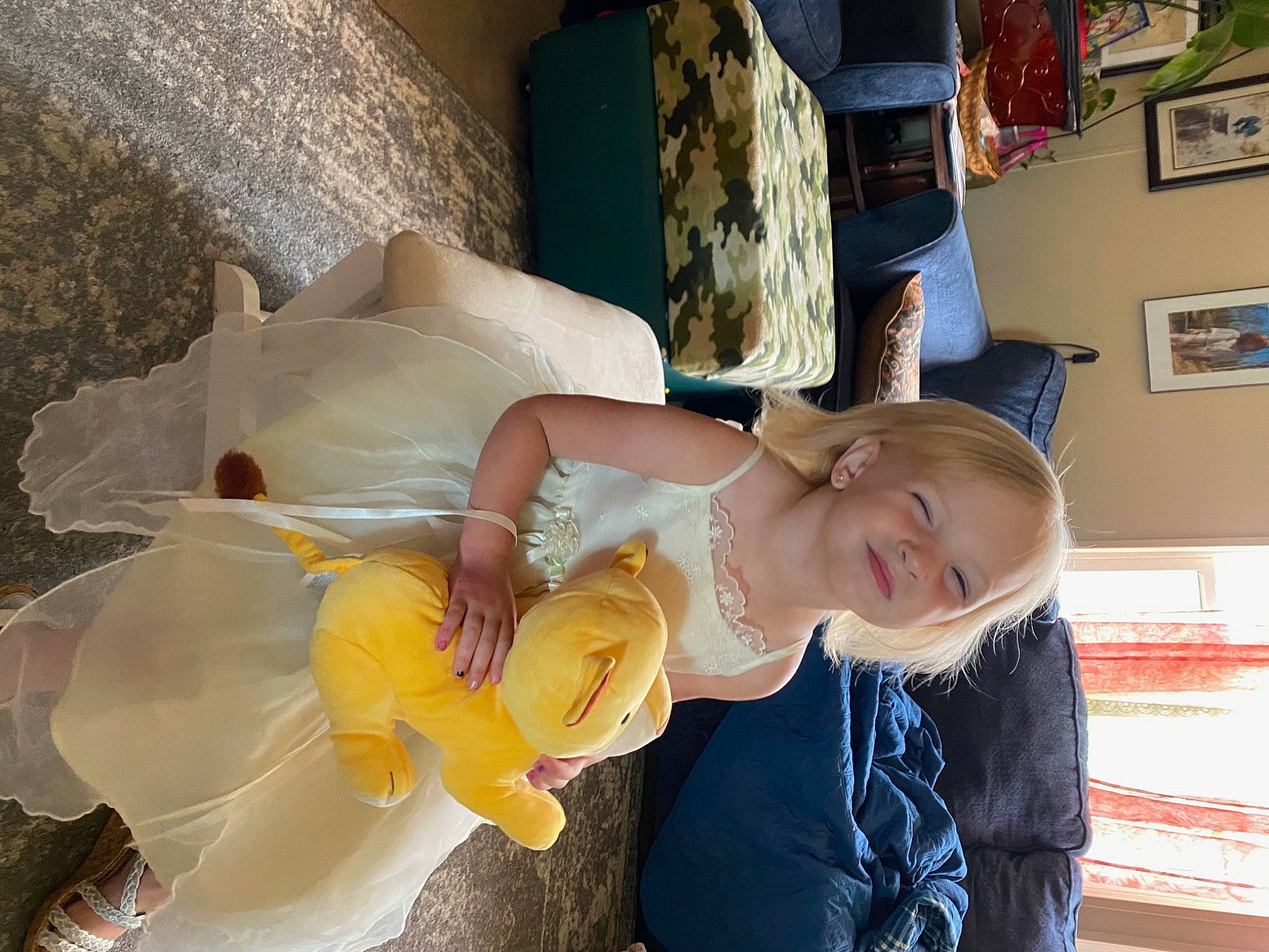 Chloie joined the competition — help win amazing prizes! abdomen, bridal_accessory, chest, child, dress, fun, happy, human_leg, joy, person, picture_frame, room, sitting, smile, thigh, toy, trunk