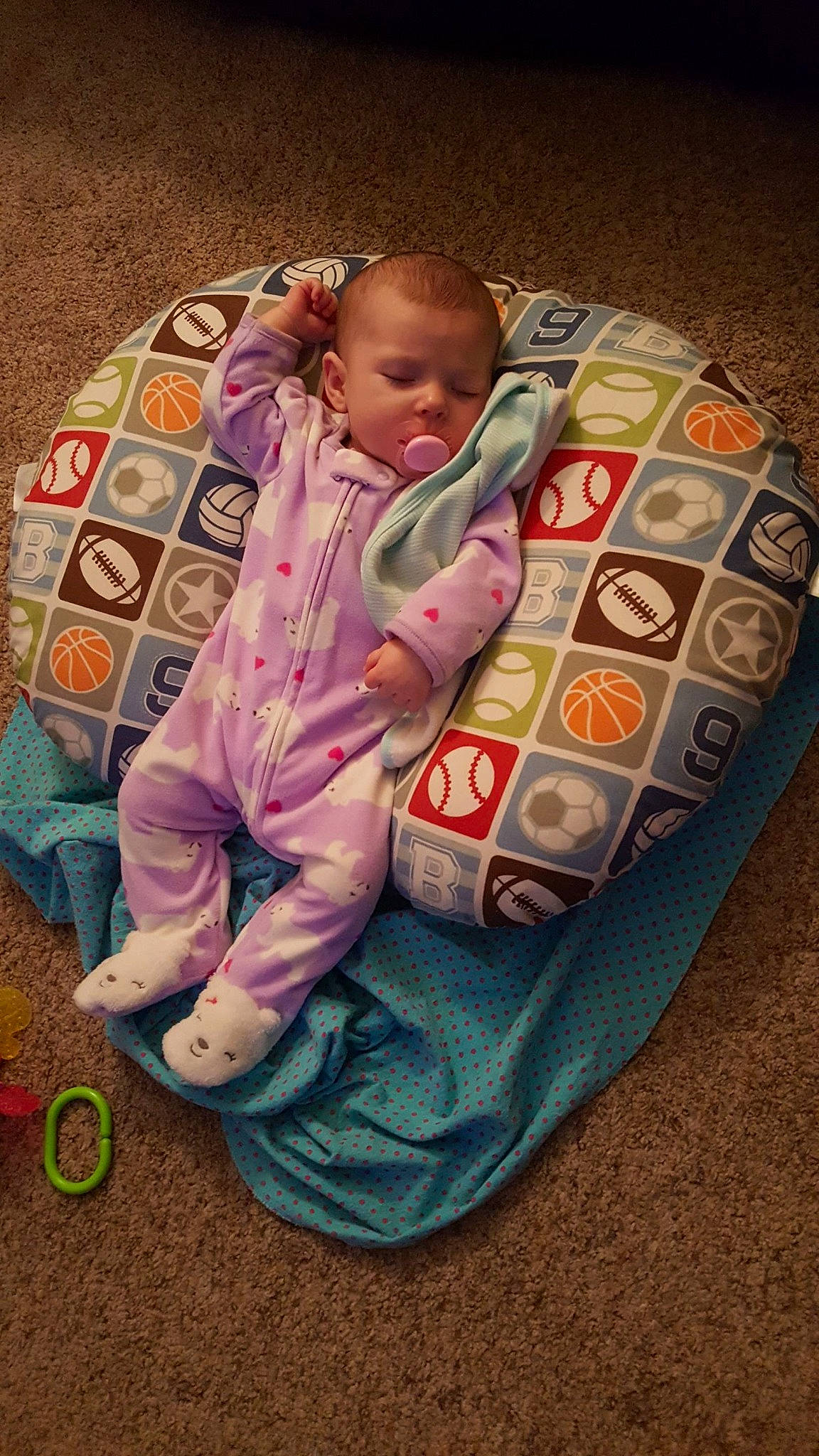 Kiara is registered to the contest to win money with this photo: baby, child, joy, person, play, sitting, sleep, toddler