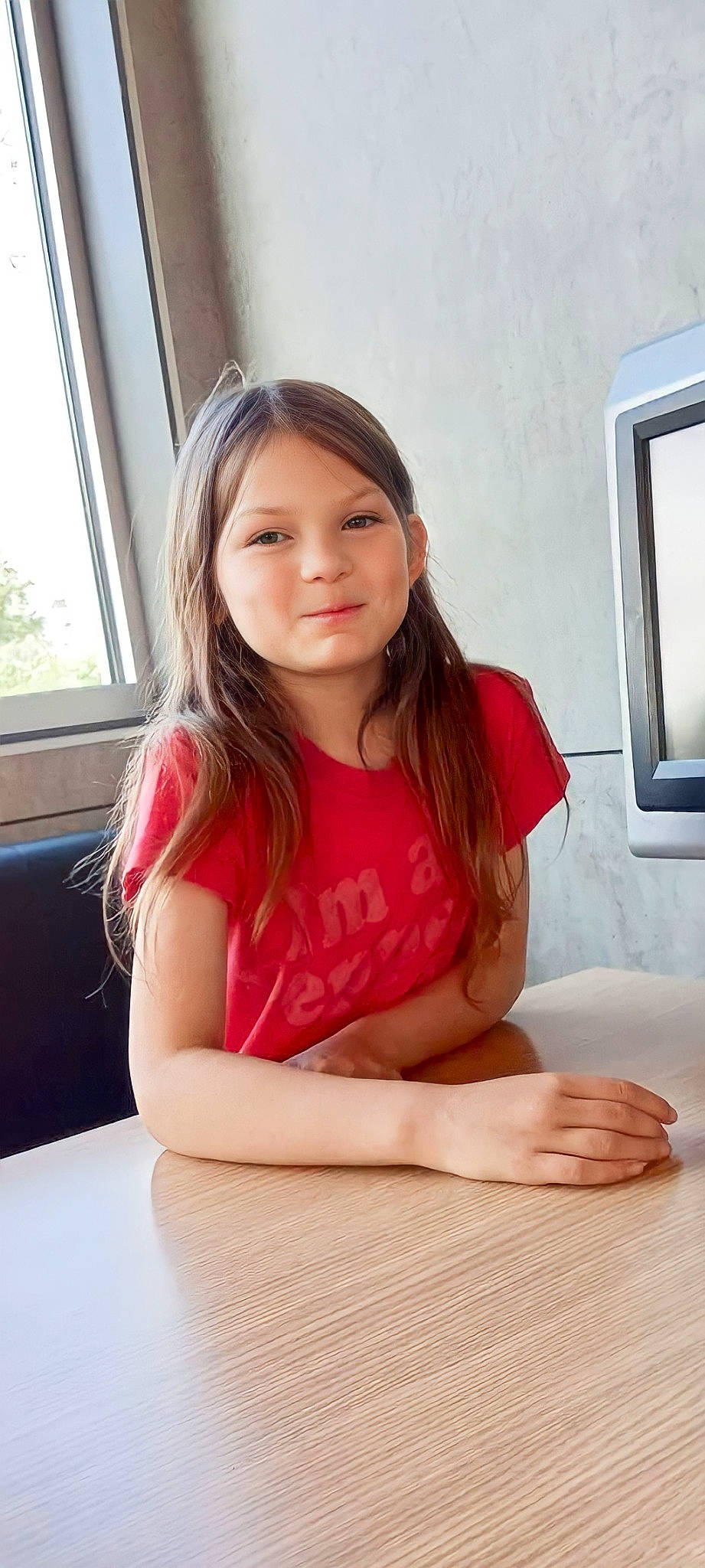 Kenleigh joined the competition — help win amazing prizes! arm, child, comfort, elbow, finger, flooring, gesture, hand, human_leg, joint, joy, leg, long_hair, neck, person, sitting, skin, sleeve, table, thigh