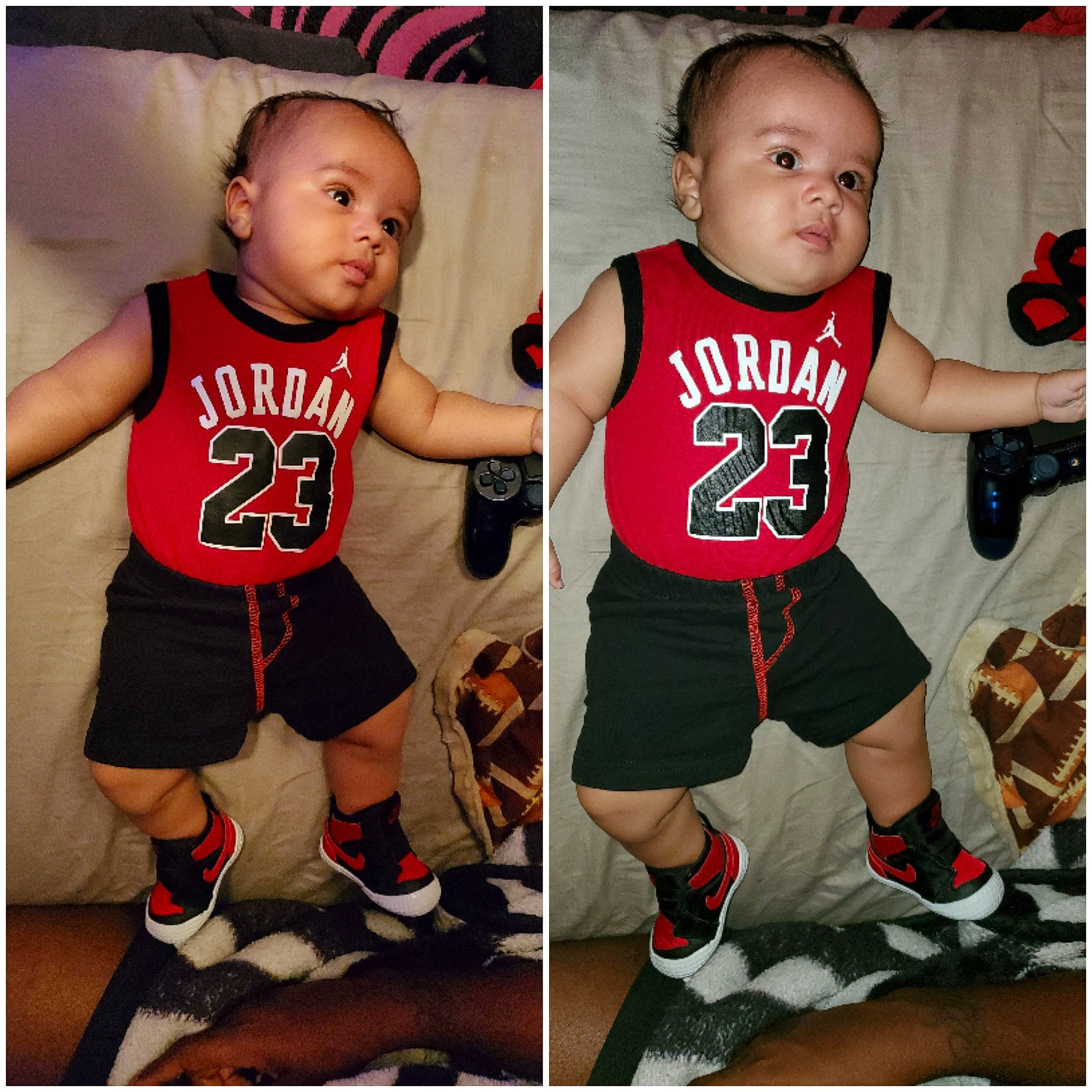 Hakeem joined the competition — help win amazing prizes! child, cool, footwear, jersey, knee, muscle, person, photo_caption, photography, shoe, shorts, sports_uniform, sportswear, t_shirt, team, thigh, toddler, uniform