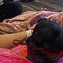 Luna Moon joined the competition — help win amazing prizes! animal, black_dog, blanket, blur, casual, comfort, cozy, dog, floor, indoor, lap, orange, person, pet, pink, relaxing, socks, soft, tattoo, wristband