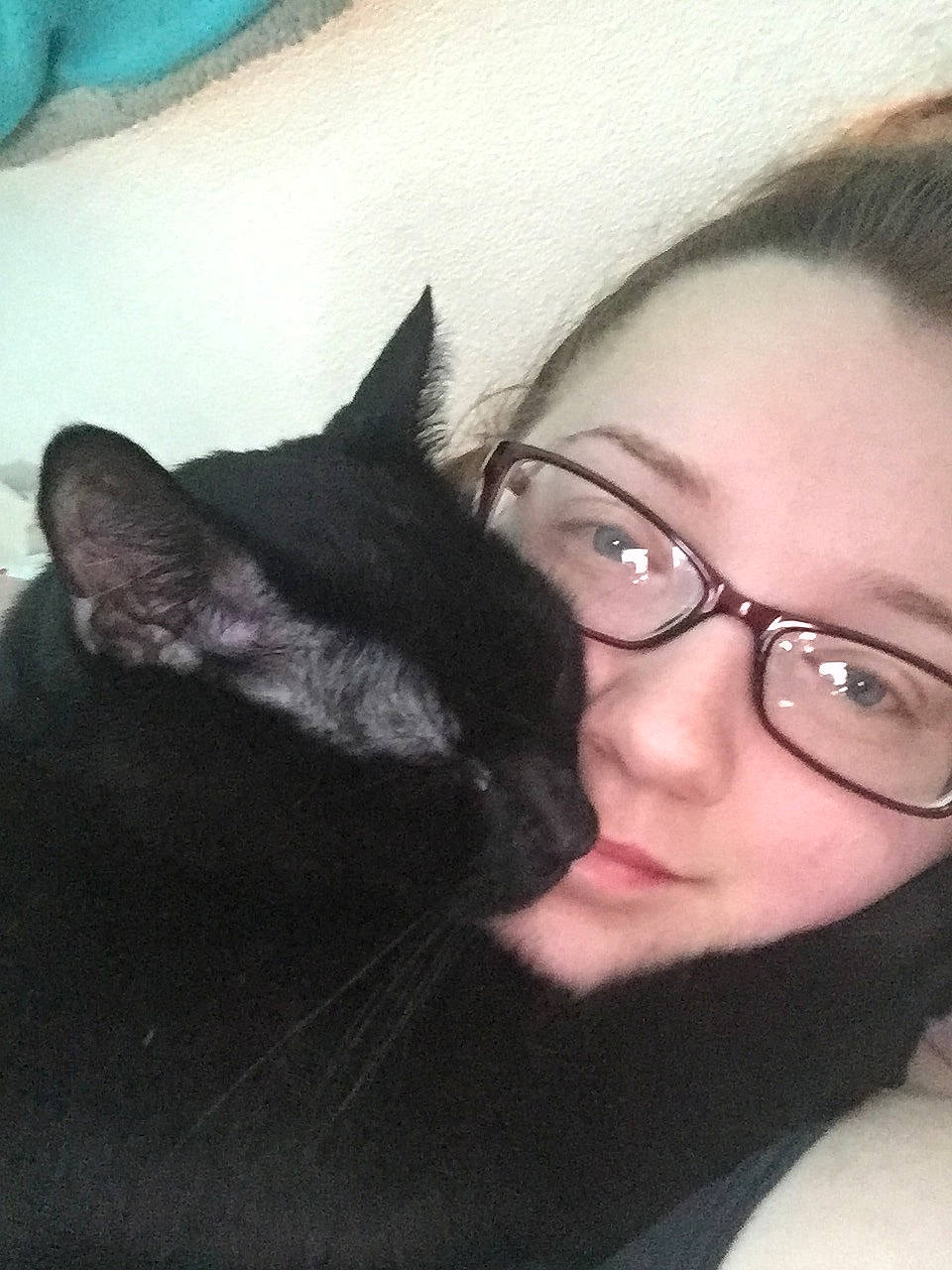 Midnite joined the competition — help win amazing prizes! asian, black_cat, black_hair, carnivore, cat, cool, ear, eye, eyebrow, face, felidae, forehead, glasses, head, nose, person, selfie, skin, small_to_medium_sized_cats, snout