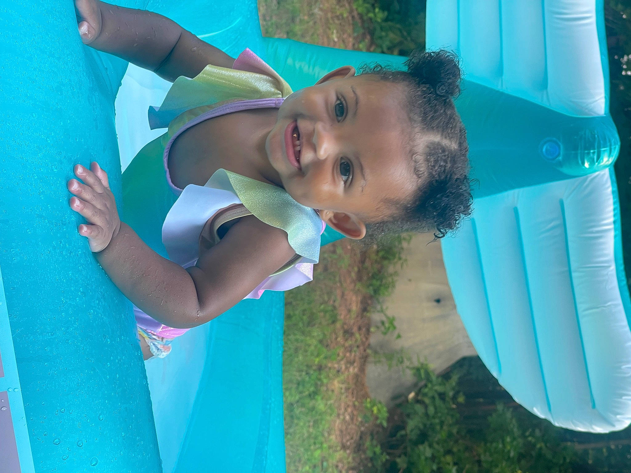 Mackenzie is registered to the contest to win money with this photo: aqua, azure, blue, child, electric_blue, fun, grass, green, happy, hat, joy, leisure, people_in_nature, person, play, recreation, sky, smile, t_shirt, toddler