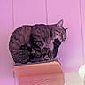 Señor Gato is registered to the contest to win money with this photo: animal, cat, cute, domestic_animal, ears, feline, fur, household, indoor, licking, paw, pet, pink_wall, relaxed, resting, sitting, tabby_cat, wall, whiskers, wooden_shelf