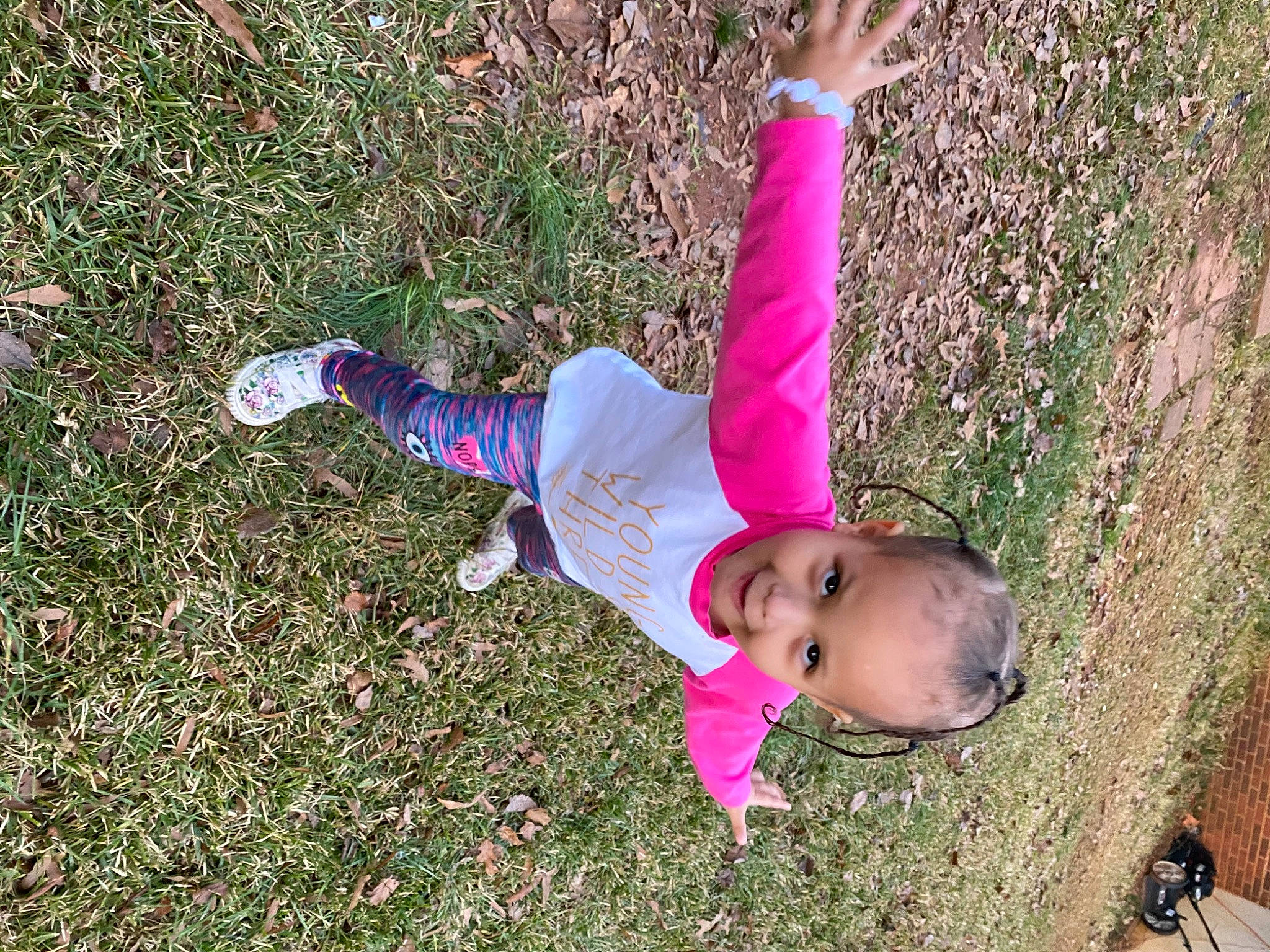 Colbie joined the competition — help win amazing prizes! child, fun, grass, joy, person, pink, plant, play