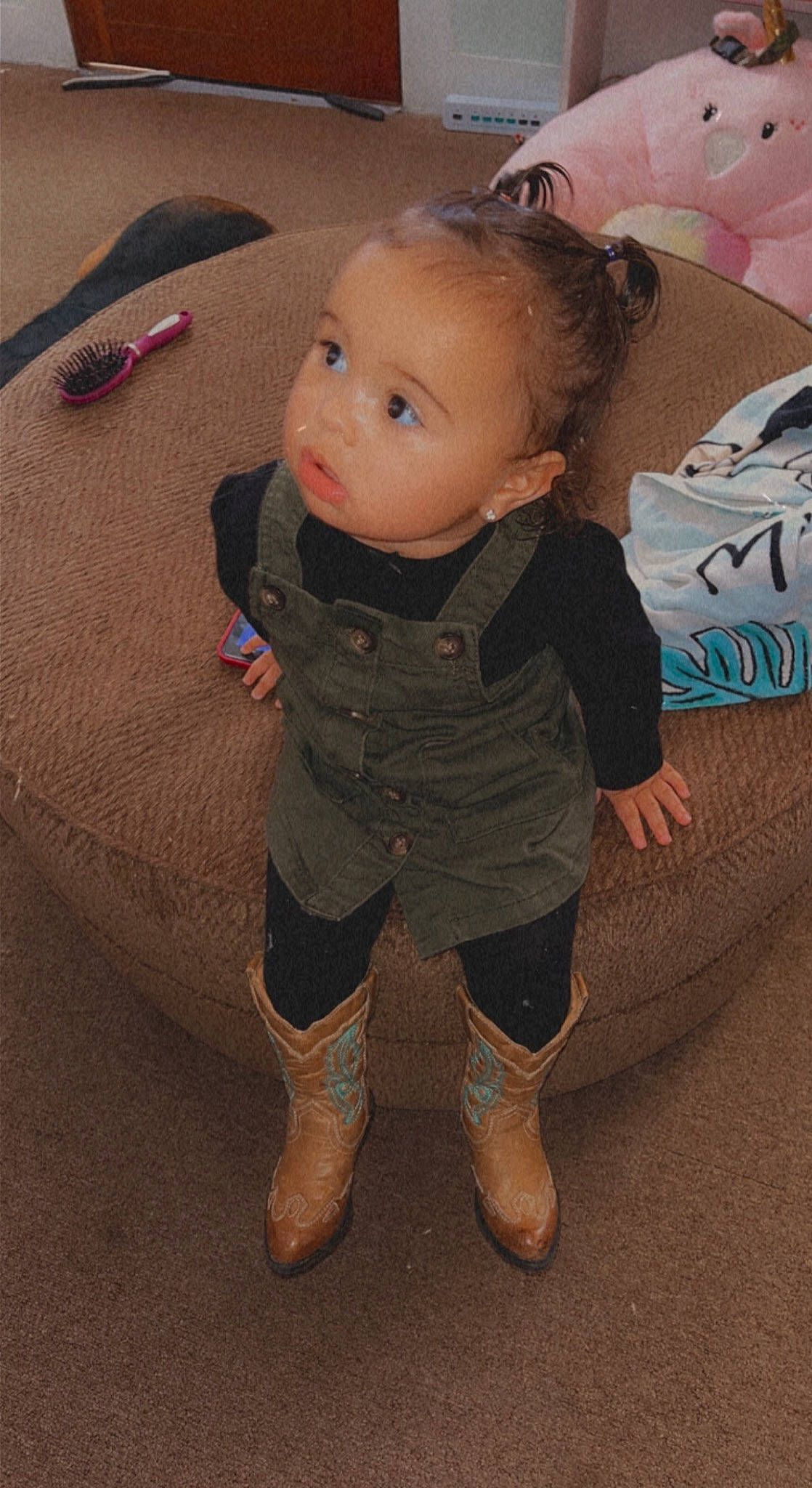 Mariana joined the competition — help win amazing prizes! baby, baby_toddler_clothing, cheek, child, comfort, eye, flooring, fun, hairstyle, head, human_leg, knee, leg, pattern, person, pink, skin, sleeve, sock, thigh