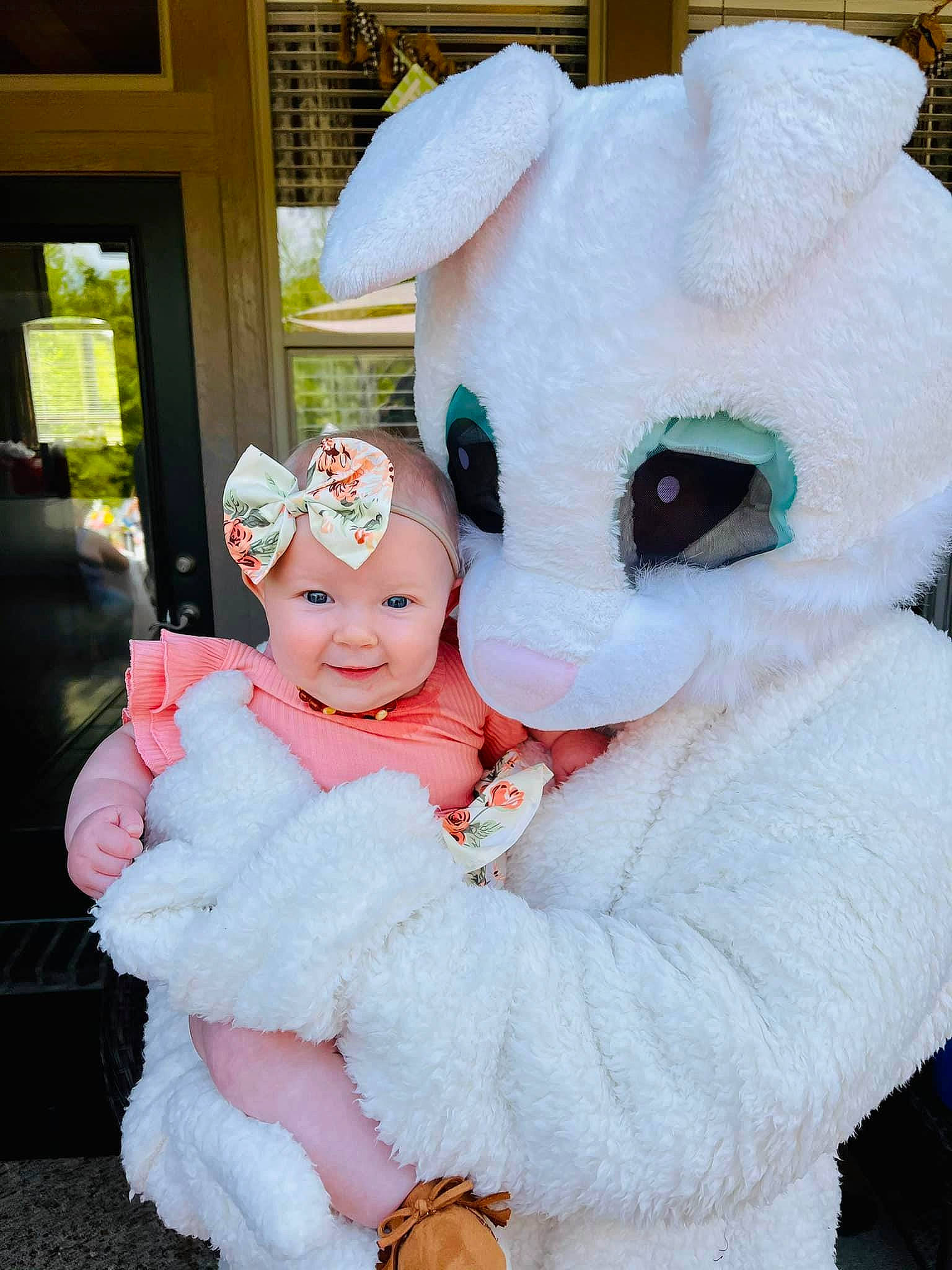 Sterling joined the competition — help win amazing prizes! costume, ear, event, facial_expression, fun, fur, happy, hat, head, headgear, headwear, interaction, joy, magenta, person, pink, plush, smile, textile, toddler