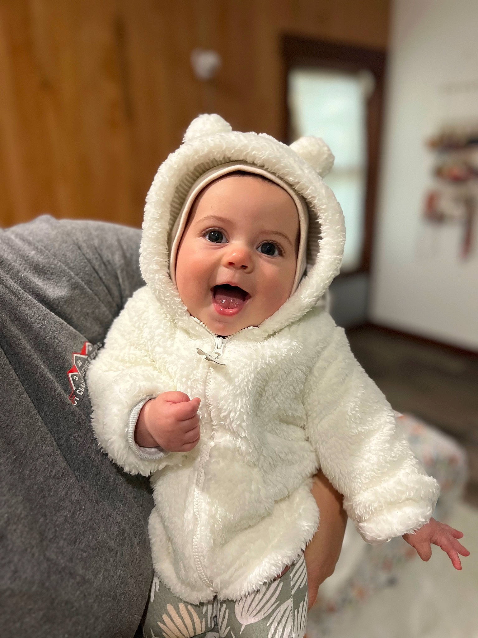 Aislynn joined the competition — help win amazing prizes! baby, baby_toddler_clothing, cap, cheek, child, clothing, comfort, eye, fun, fur, happy, hat, headwear, jacket, nose, person, skin, sleeve, smile, toddler