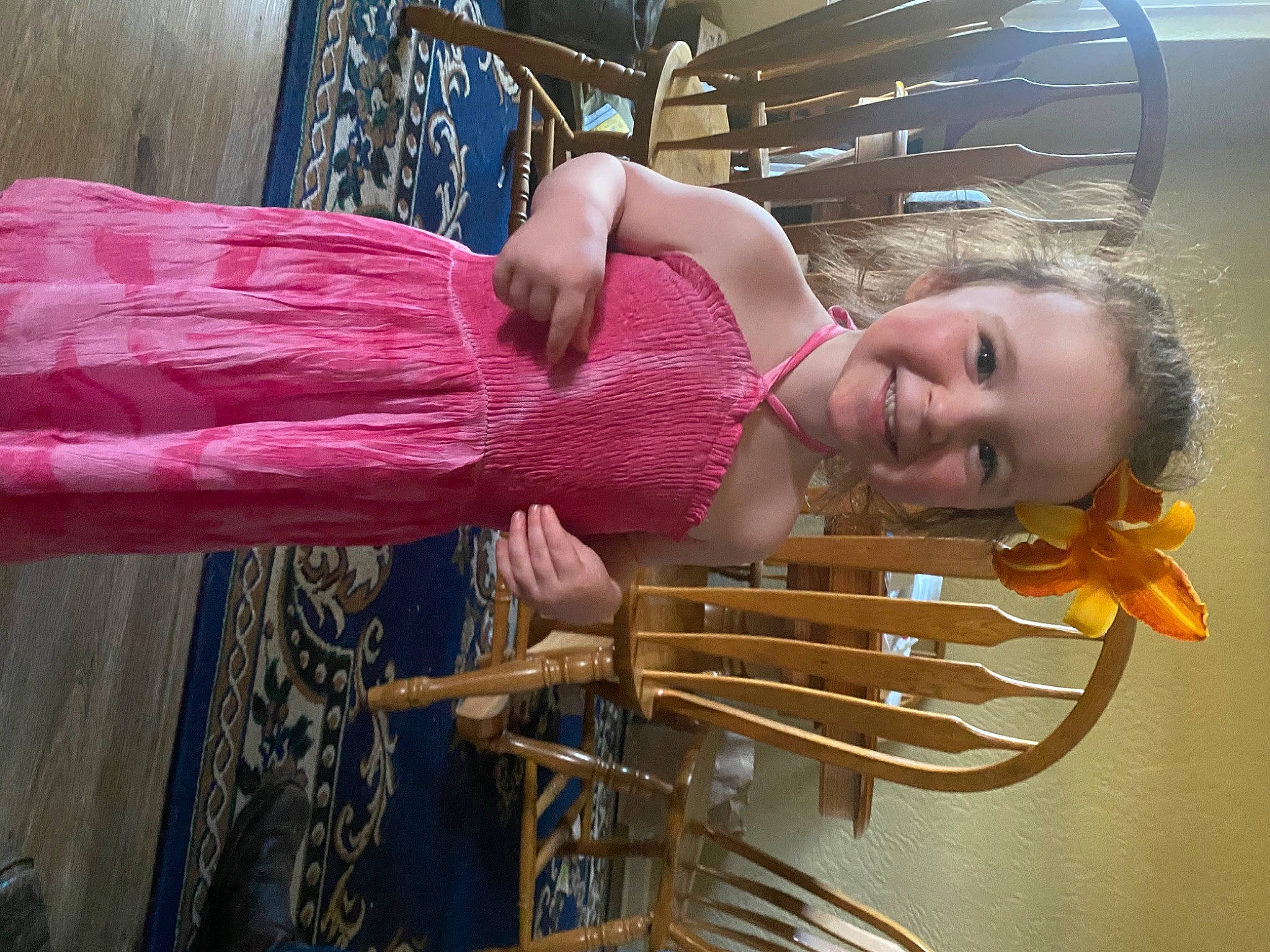 Amber is registered to the contest to win money with this photo: elbow, eye, flesh, fun, happy, human_leg, joy, leisure, magenta, person, smile, thigh, waist, wood