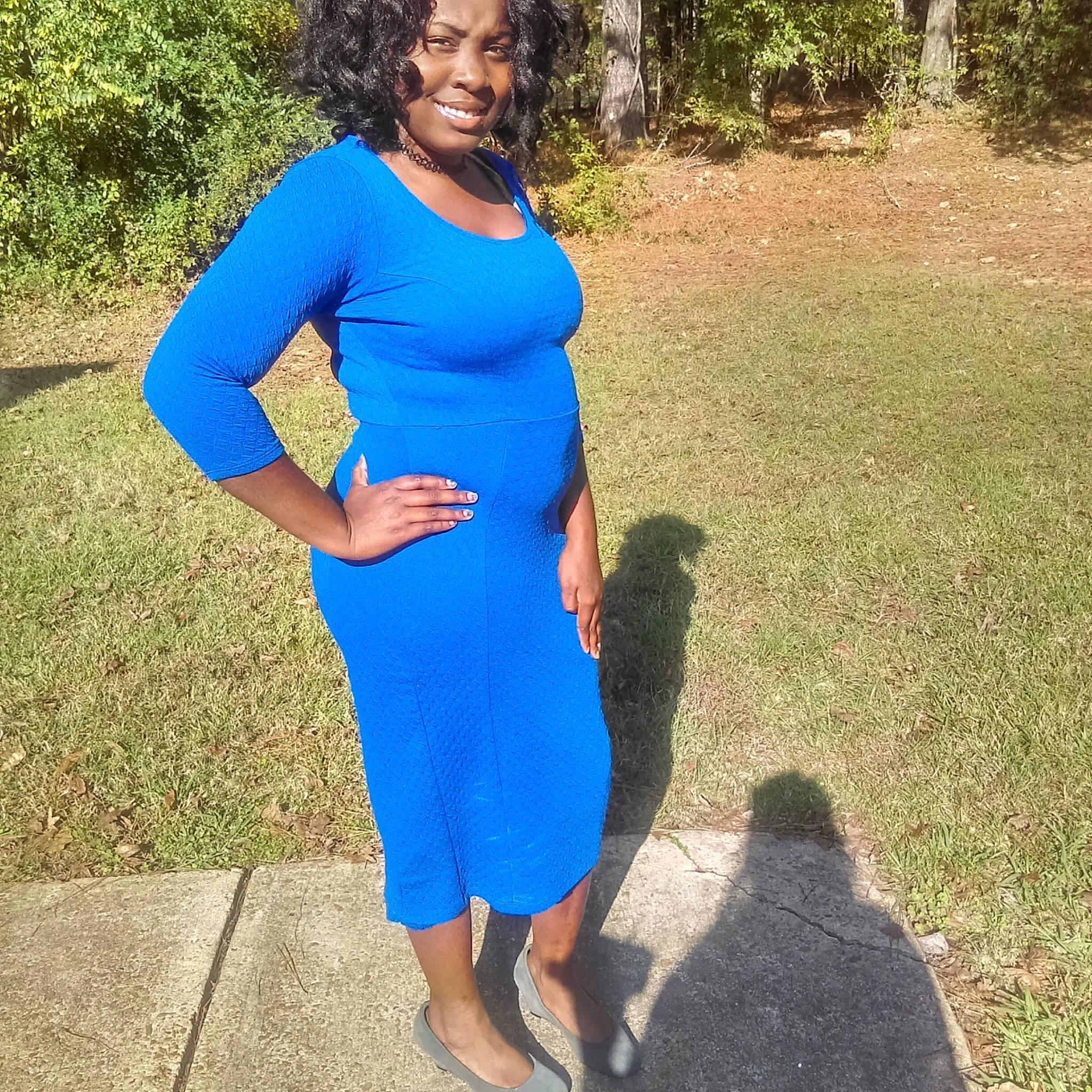 Canija is registered to the contest to win money with this photo: blue, clothing, cobalt_blue, day_dress, dress, electric_blue, fashion, footwear, high_heels, joint, joy, leg, long_hair, neck, person, shoe, shoulder, sleeve, style, t_shirt