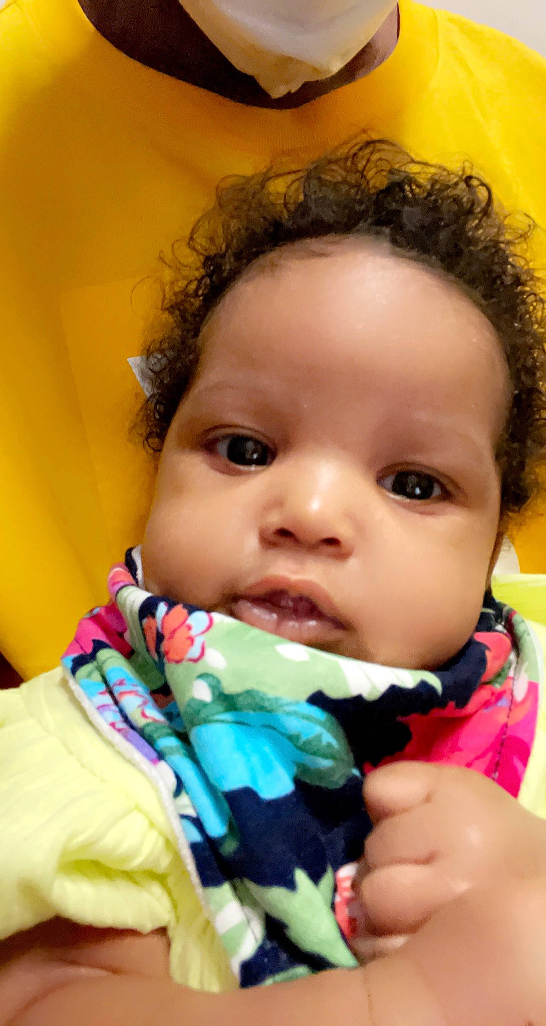 Khalia joined the competition — help win amazing prizes! baby, baby_toddler_clothing, brown_hair, cheek, child, chin, close_up, eyebrow, eyelash, finger, fun, hair, happy, iris, lip, nail, nose, person, skin, toddler