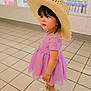 toddler, child, girl, pink_dress, hat, sunhat, footwear, boots, indoor, tile_floor, shelf, bottles, cosmetics, store, shopping, cute, serious_expression, standing, portrait, person