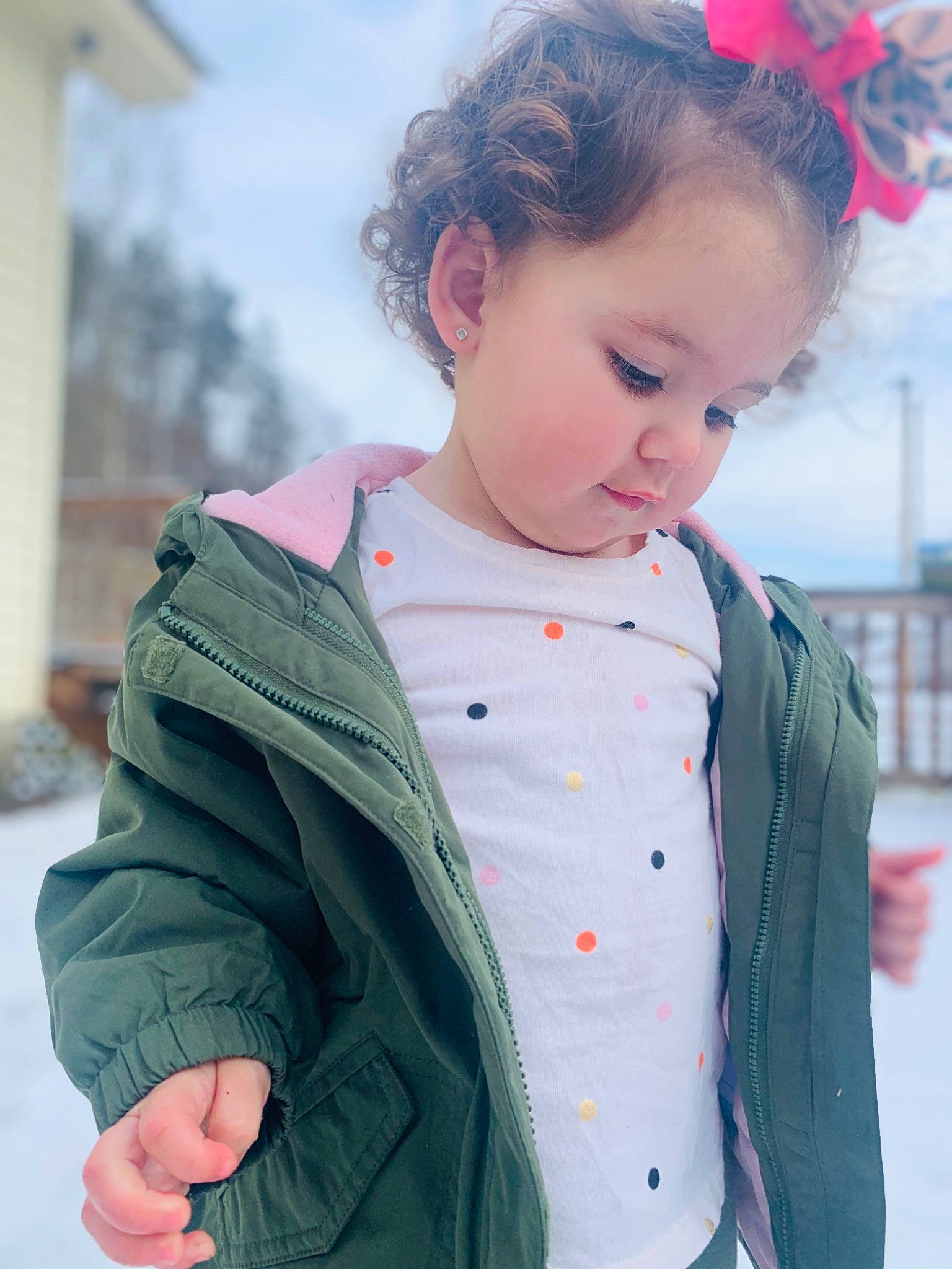 Hadlee joined the competition — help win amazing prizes! baby_toddler_clothing, child, collar, eye, face, facial_expression, hairstyle, happy, head, human, jacket, lip, neck, outerwear, person, pink, shoulder, skin, sleeve, street_fashion