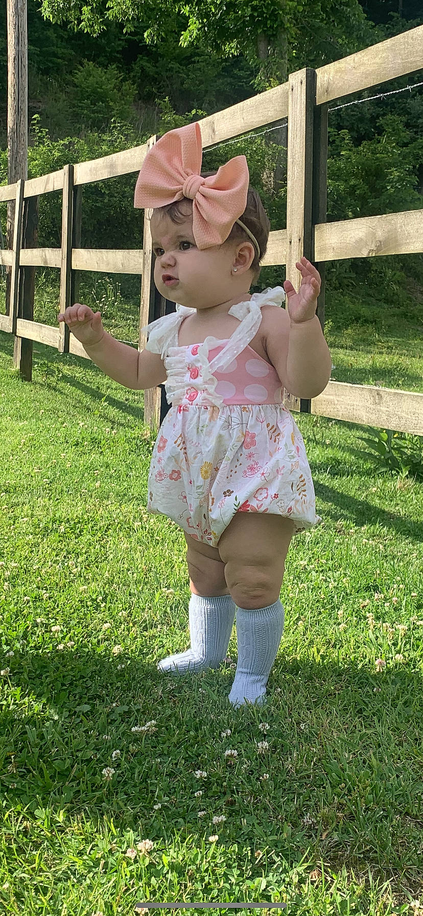 Hadlee is registered to the contest to win money with this photo: child, clothing, grass, person, pink, play, toddler