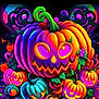 Logan is registered to the contest to win money with this photo: art, calabaza, circle, decoration, electric_blue, entertainment, event, font, fun, graphics, happy, light, magenta, pattern, plant, pumpkin, purple, sweetness, tree, visual_arts