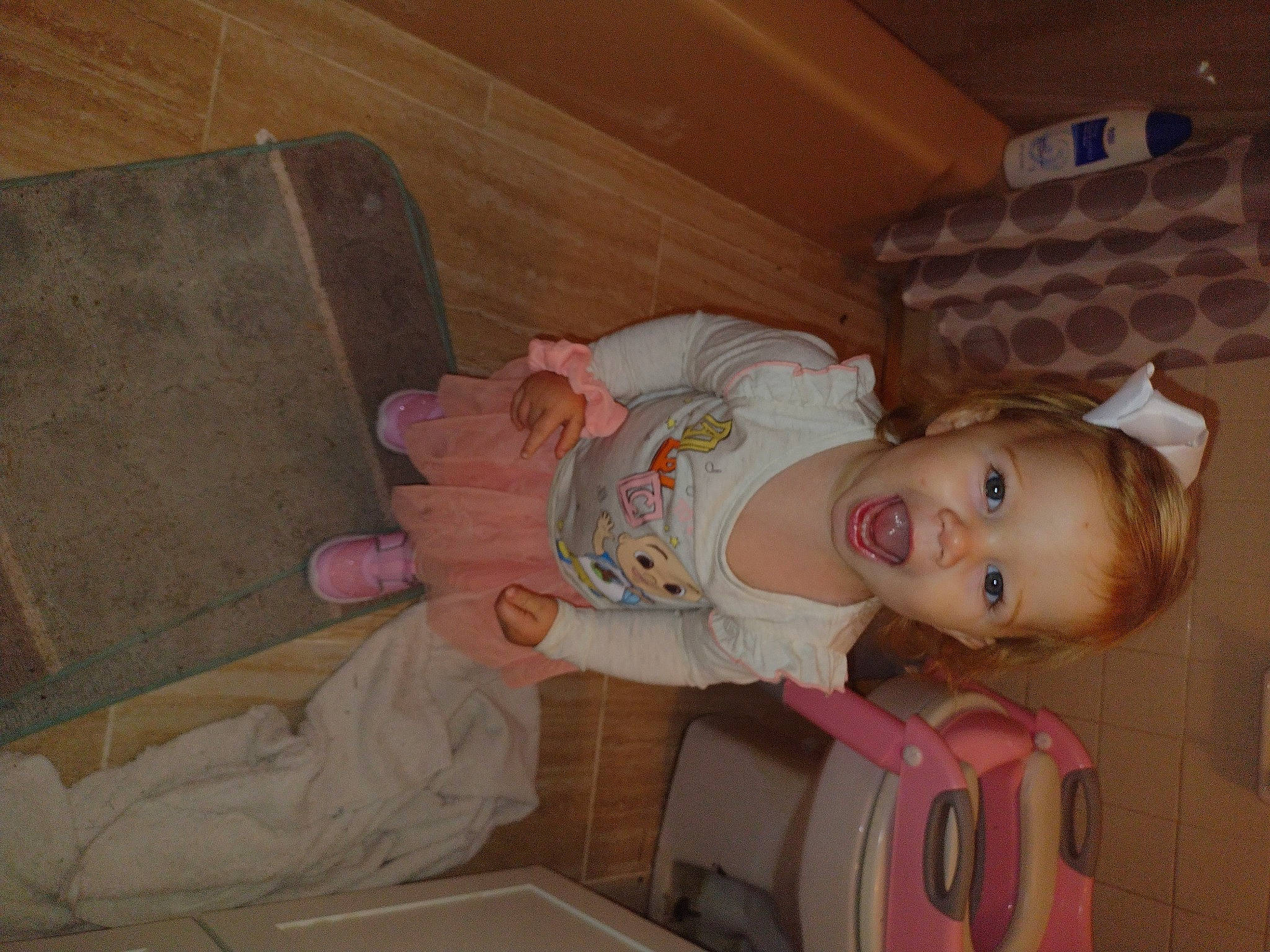 Aubriella joined the competition — help win amazing prizes! baby, baby_products, baby_toddler_clothing, baby_toys, child, comfort, flooring, fun, hardwood, head, laundry_room, person, room, smile, surprise, toddler, toy, wood