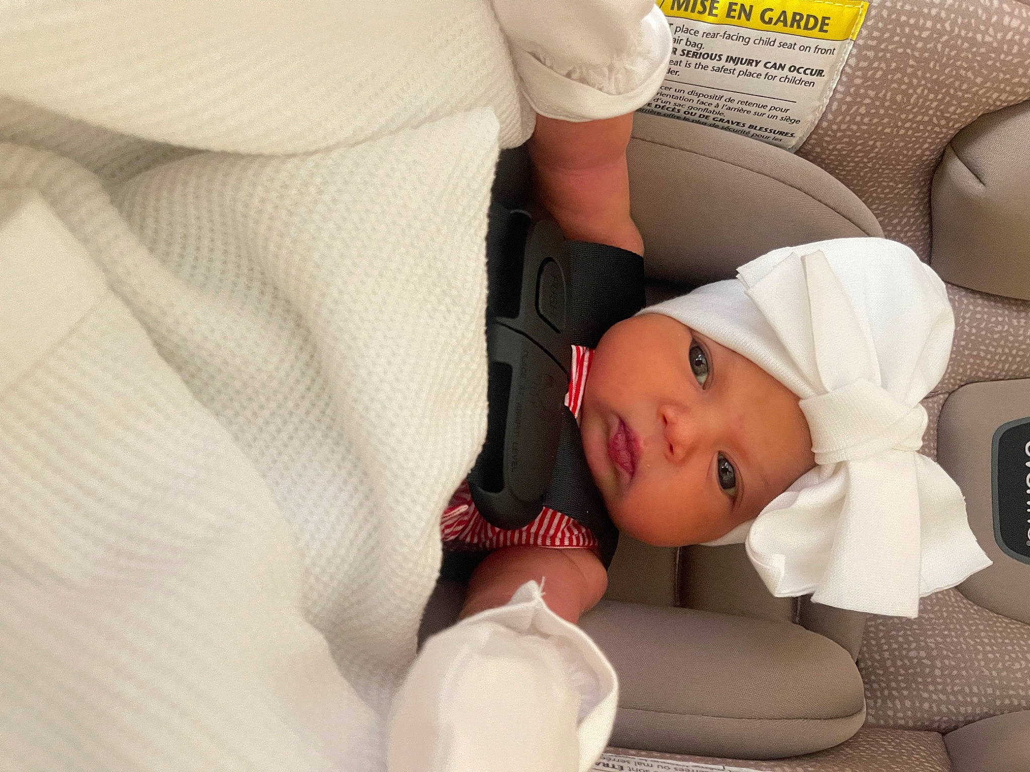 Aurora is registered to the contest to win money with this photo: baby, baby_products, baby_sleeping, baby_toddler_clothing, cap, car_seat, child, comfort, hat, headwear, health_care, knee, linens, medical, nail, nap, person, room, service, sitting