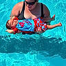 Toebias is registered to the contest to win money with this photo: baby, child, adult, swimming_pool, water, floating, goggles, swimsuit, colorful_clothing, infant, portrait, outdoor, summer, family, caregiving, splash, wet_hair, poolside, smiling, recreation