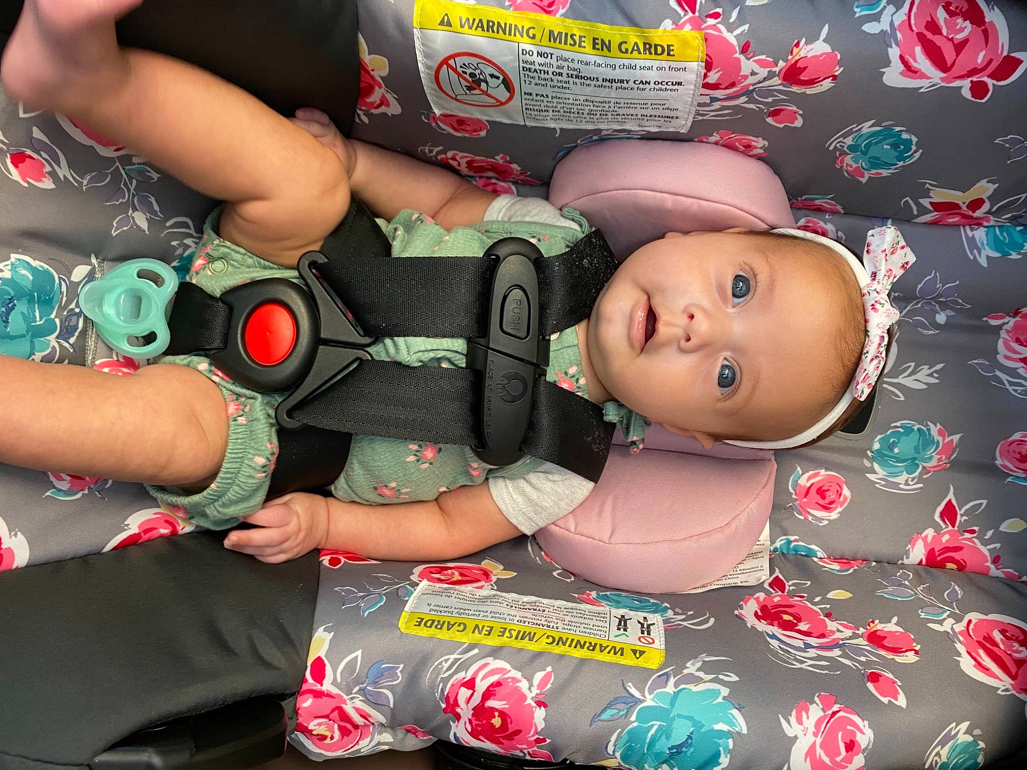 Sarah is registered to the contest to win money with this photo: auto_part, baby, baby_carriage, baby_products, car_seat, cheek, child, doll, fashion_accessory, font, fun, nail, person, personal_protective_equipment, pink, plastic, play, stuffed_toy, toddler, toy