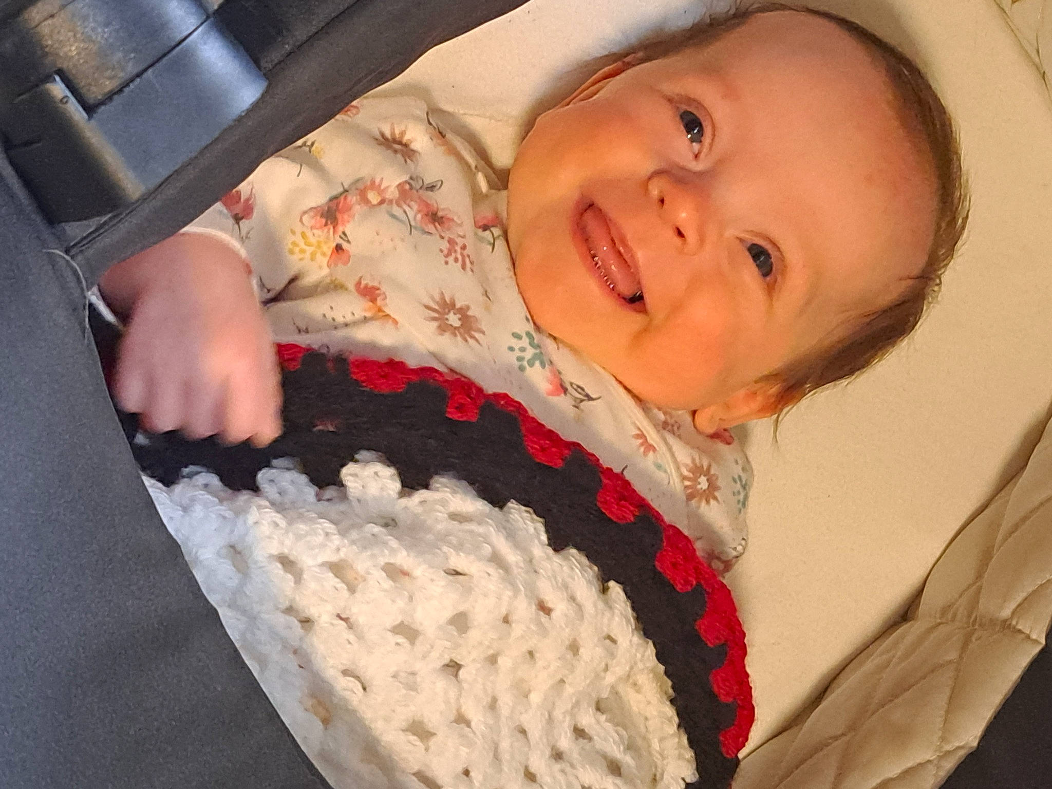 Lana is registered to the contest to win money with this photo: baby, baby_products, baby_toddler_clothing, cheek, child, chin, comfort, eyebrow, finger, happy, iris, joy, linens, lip, mouth, nose, pattern, person, skin, sleeve