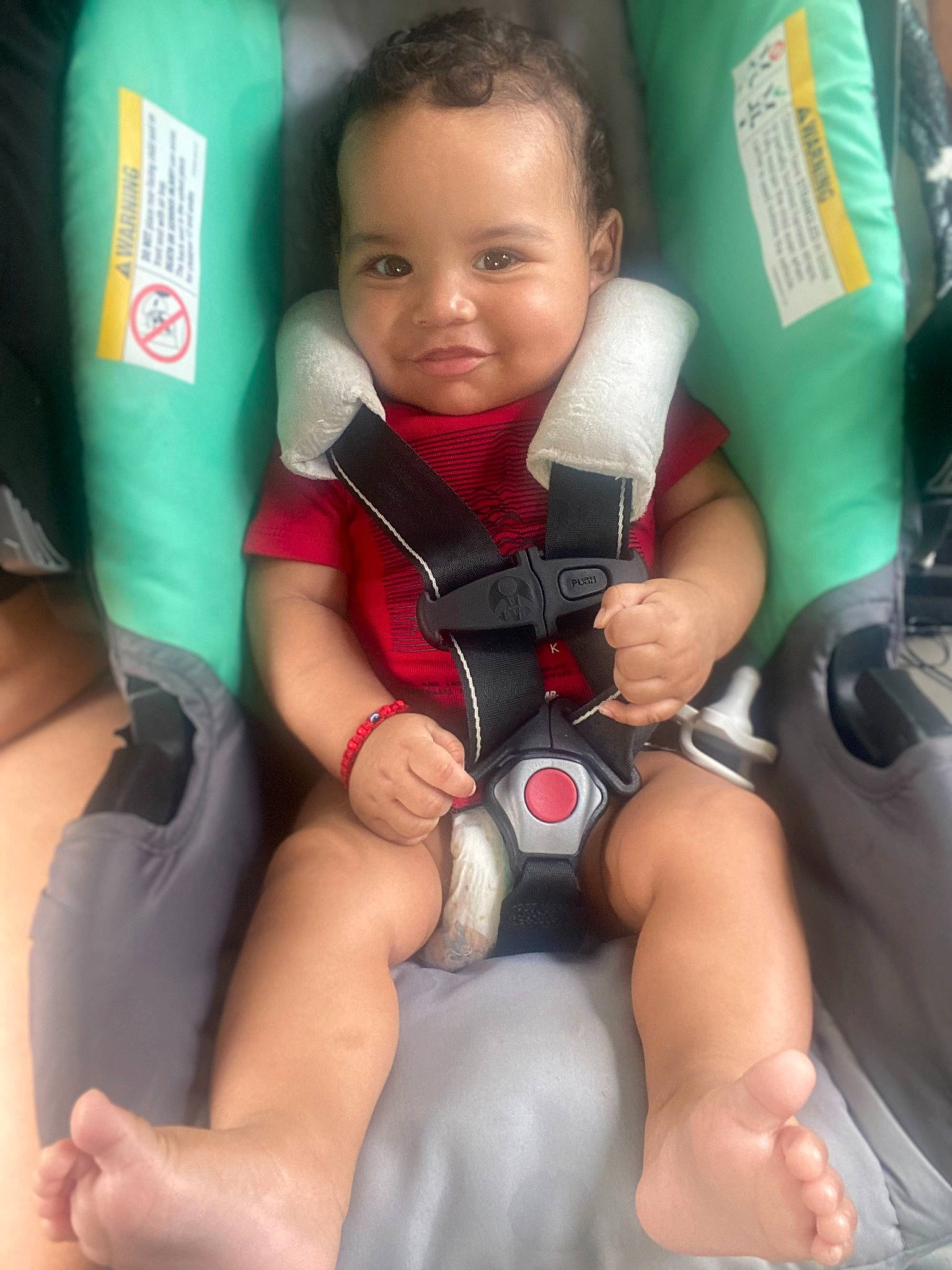 De'Marcus joined the competition — help win amazing prizes! baby, baby_carriage, baby_products, car_seat, child, comfort, finger, fun, hand, human_body, joint, knee, lap, leg, person, skin, smile, snapshot, thigh, thumb