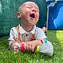 baby, blue_chair, child, colorful, cute, flower, grass, grass_field, green, happy, infant, laughing, nature, outdoor, playful, polka_dot, smiling, summer, sunlight, toy