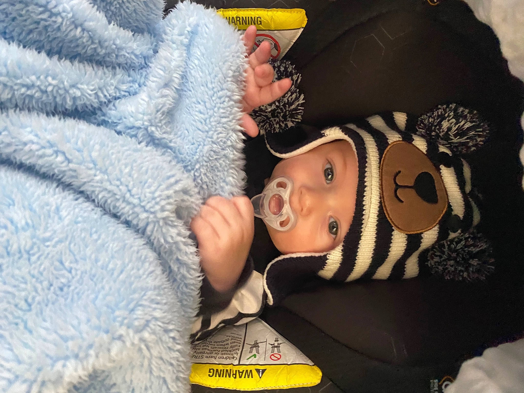 Daxton joined the competition — help win amazing prizes! baby, baby_products, baby_toddler_clothing, beanie, child, comfort, cool, eyelash, fun, fur, gesture, happy, headgear, headwear, mammal, person, sleeve, textile, toddler, tree