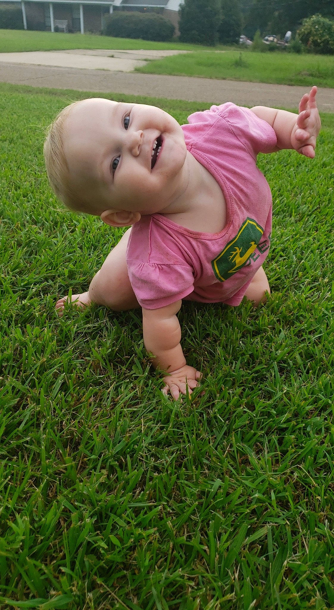 Madalynn is registered to the contest to win money with this photo: baby, child, finger, fun, grass, grass_family, green, happy, joy, lawn, leaf, meadow, person, plant, play, toddler