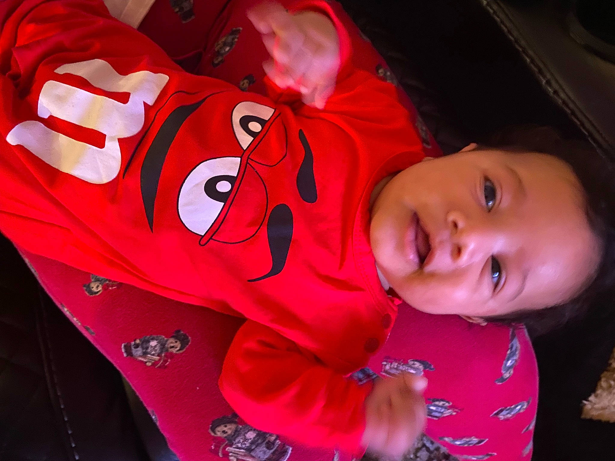 Joaquin is registered to the contest to win money with this photo: baby, baby_products, baby_toddler_clothing, carmine, cheek, child, happy, magenta, pattern, person, pink, sleeve, smile, toddler