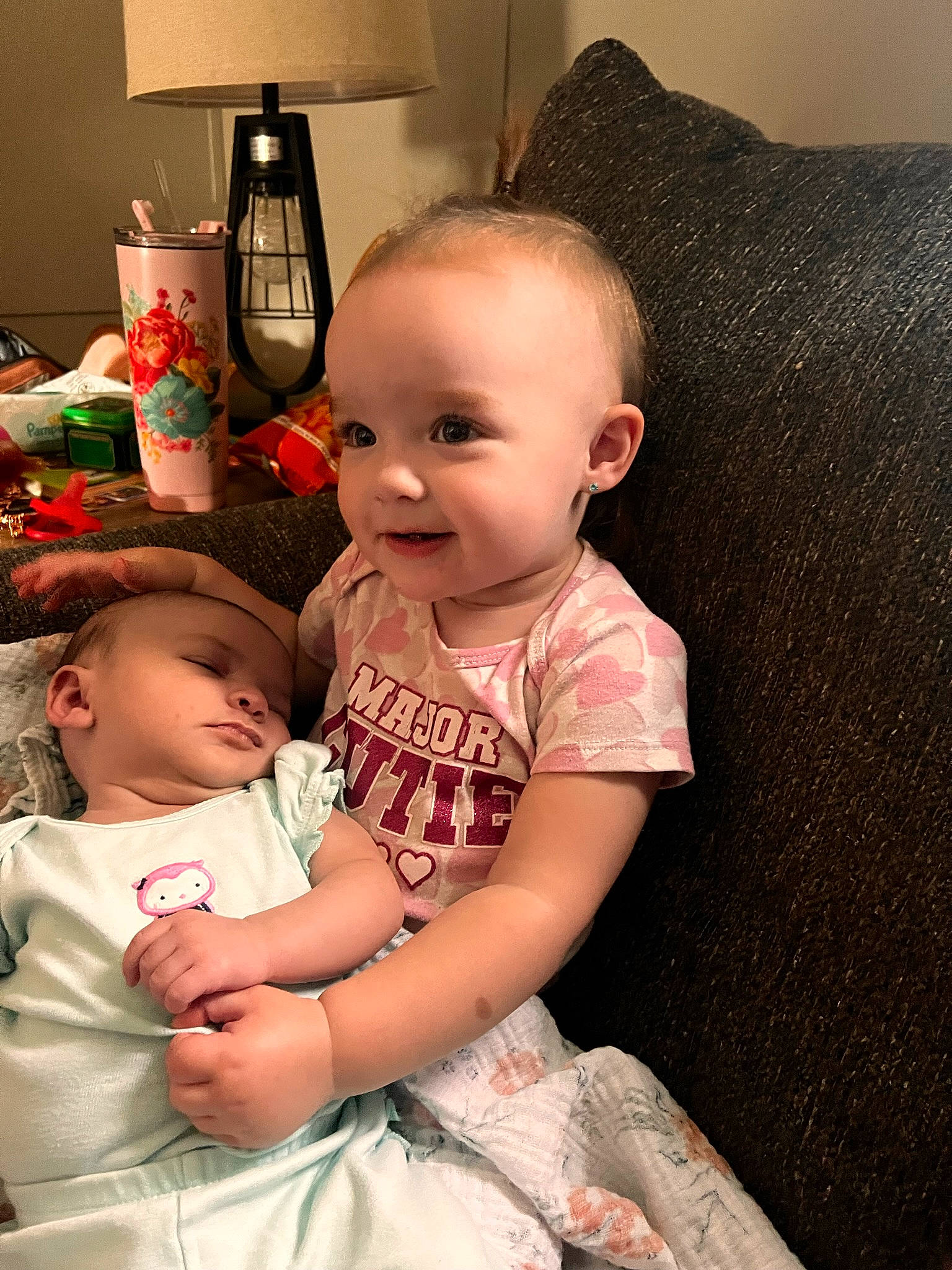 Hadley joined the competition — help win amazing prizes! baby, baby_toddler_clothing, cheek, child, comfort, couch, event, face, fun, happy, home_appliance, iris, joy, lamp, person, refrigerator, room, sitting, skin, smile