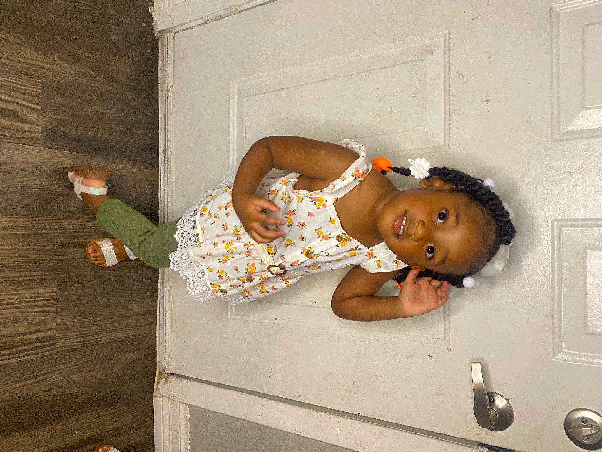 Alysia joined the competition — help win amazing prizes! baby_toddler_clothing, black_hair, child, comfort, dress, elbow, flash_photography, flooring, fun, happy, human_body, human_leg, laundry_room, person, room, shoulder, sitting, smile, thigh, toddler