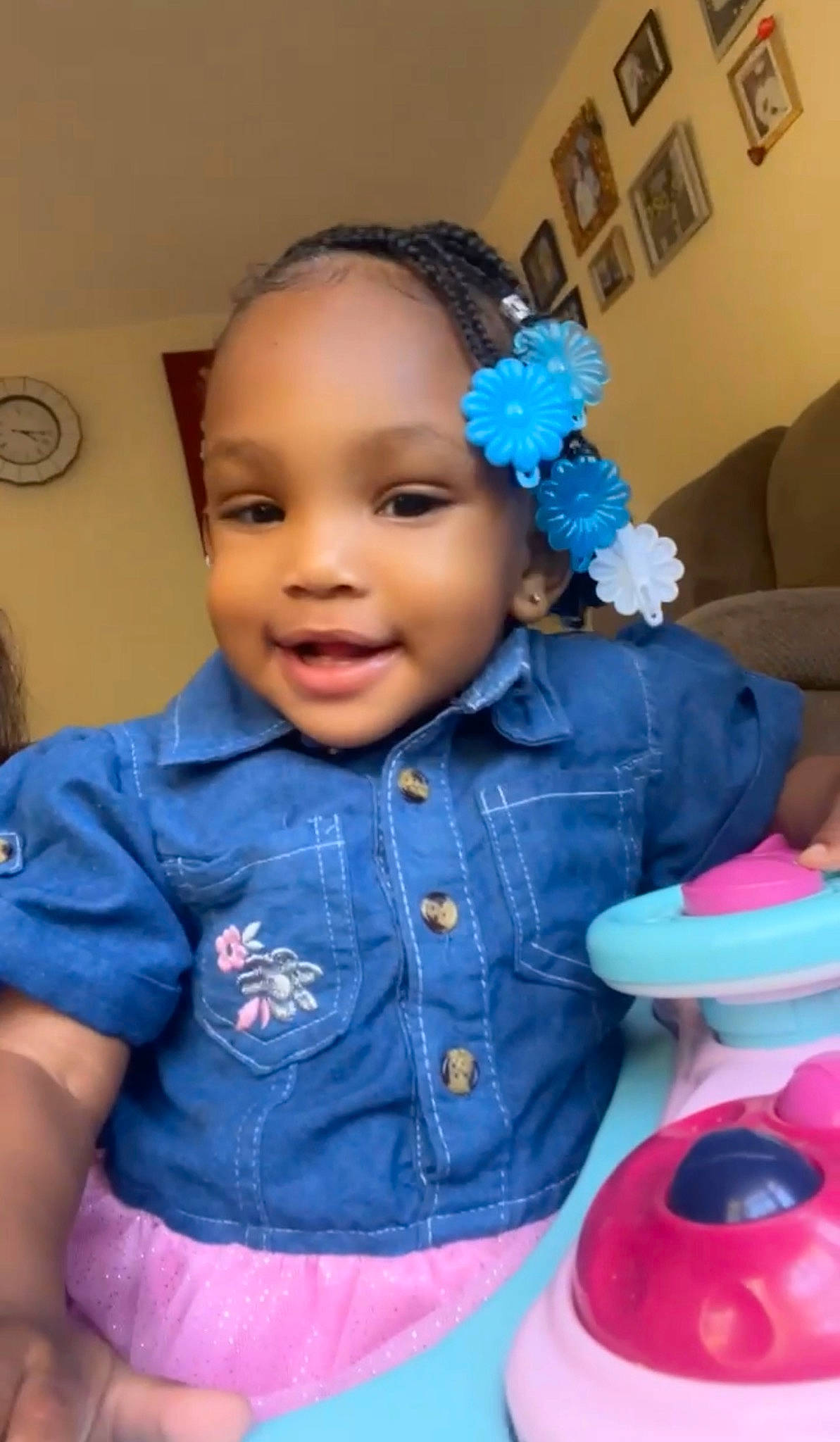 Naomi is registered to the contest to win money with this photo: baby, baby_playing_with_toys, baby_toddler_clothing, blue, cheek, child, electric_blue, event, fun, happy, headgear, joy, magenta, party_supply, person, pink, play, purple, skin, sleeve