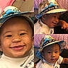 Zion is registered to the contest to win money with this photo: baby, background, child, closeup, clothing, collage, colorful, cute, earrings, expression, face, happy, hat, headwear, indoors, person, portrait, sitting, smile, toddler