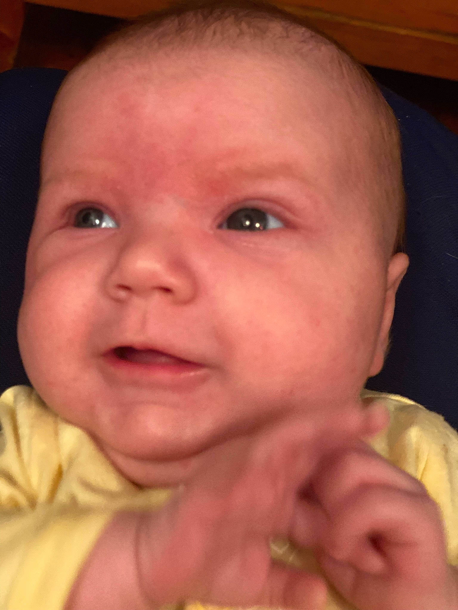 Hadley is registered to the contest to win money with this photo: baby, cheek, chin, ear, eye, eyebrow, eyelash, facial_expression, finger, forehead, gesture, iris, lip, mouth, muscle, neck, nose, person, skin, smile