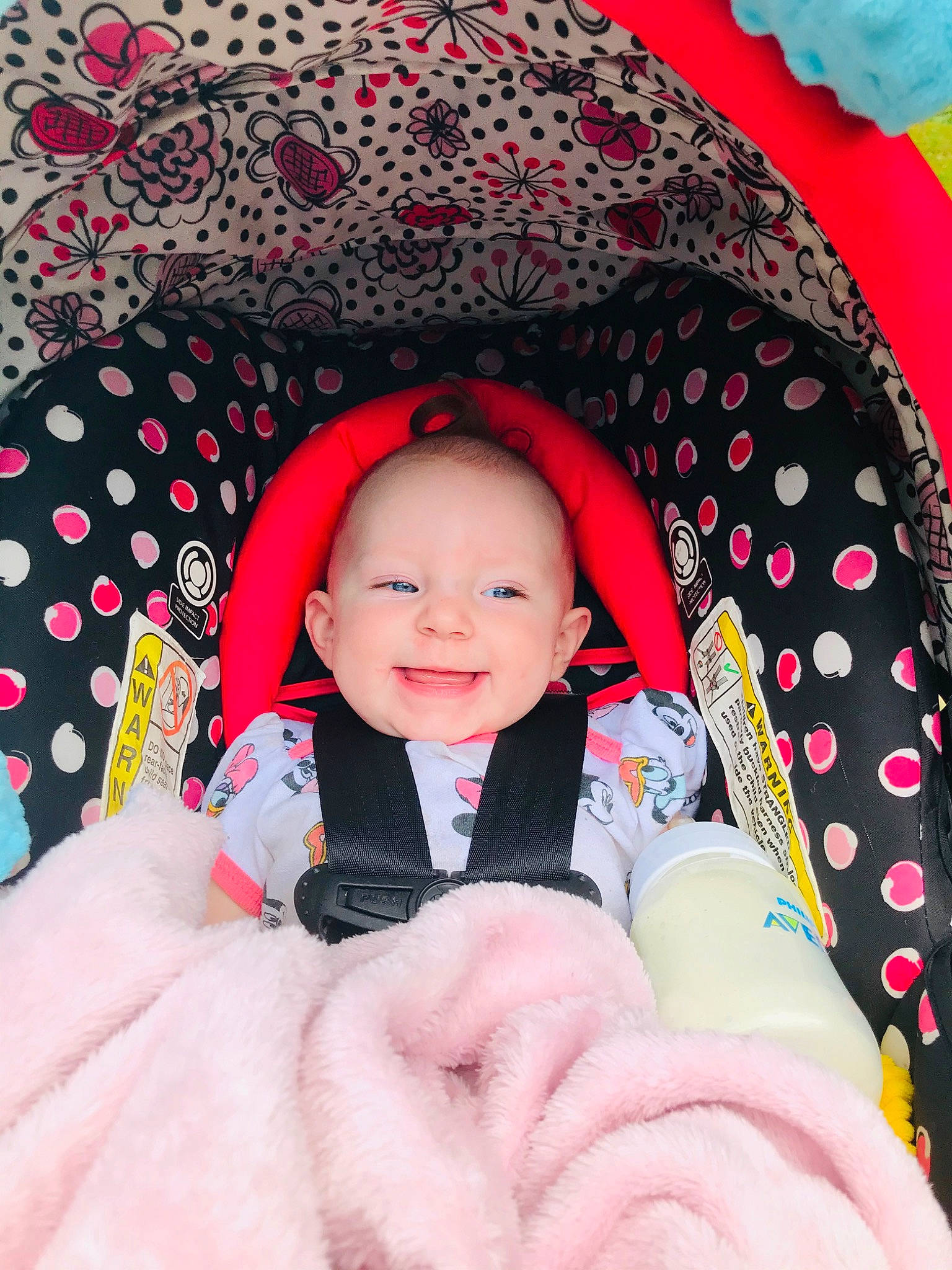 Liberty joined the competition — help win amazing prizes! baby, baby_toddler_clothing, black, comfort, eye, face, facial_expression, happy, headgear, joy, magenta, organ, outerwear, person, photograph, pink, product, skin, sleeve, smile