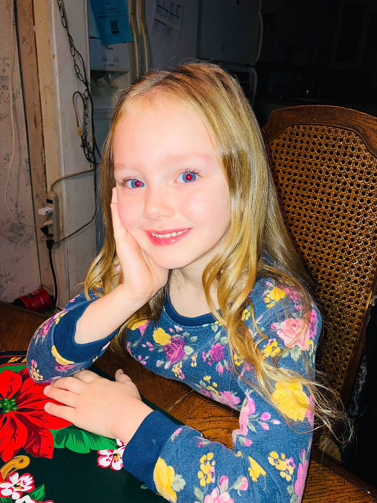 Harmony joined the competition — help win amazing prizes! blond, brown_hair, chair, cheek, child, finger, flower, fun, hairstyle, happy, head, iris, joy, leisure, long_hair, pattern, person, sitting, skin, sleeve