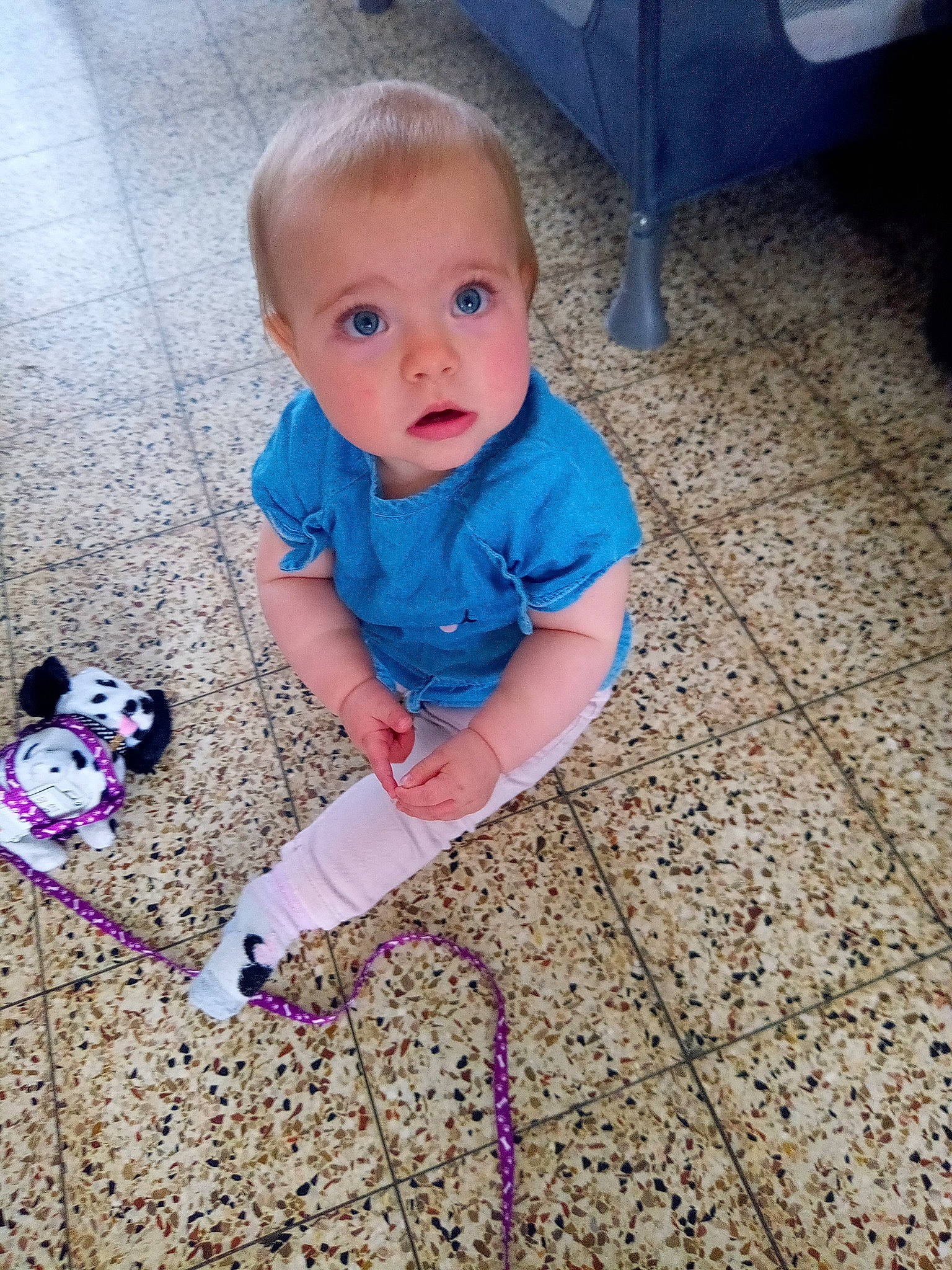 Rosalie a rejoint le concours — aidez-le/la à gagner de superbes lots ! baby, baby_toddler_clothing, cheek, cool, electric_blue, eye, floor, flooring, fun, grass, head, iris, joint, nose, pattern, people_in_nature, person, skin, surprise, toddler