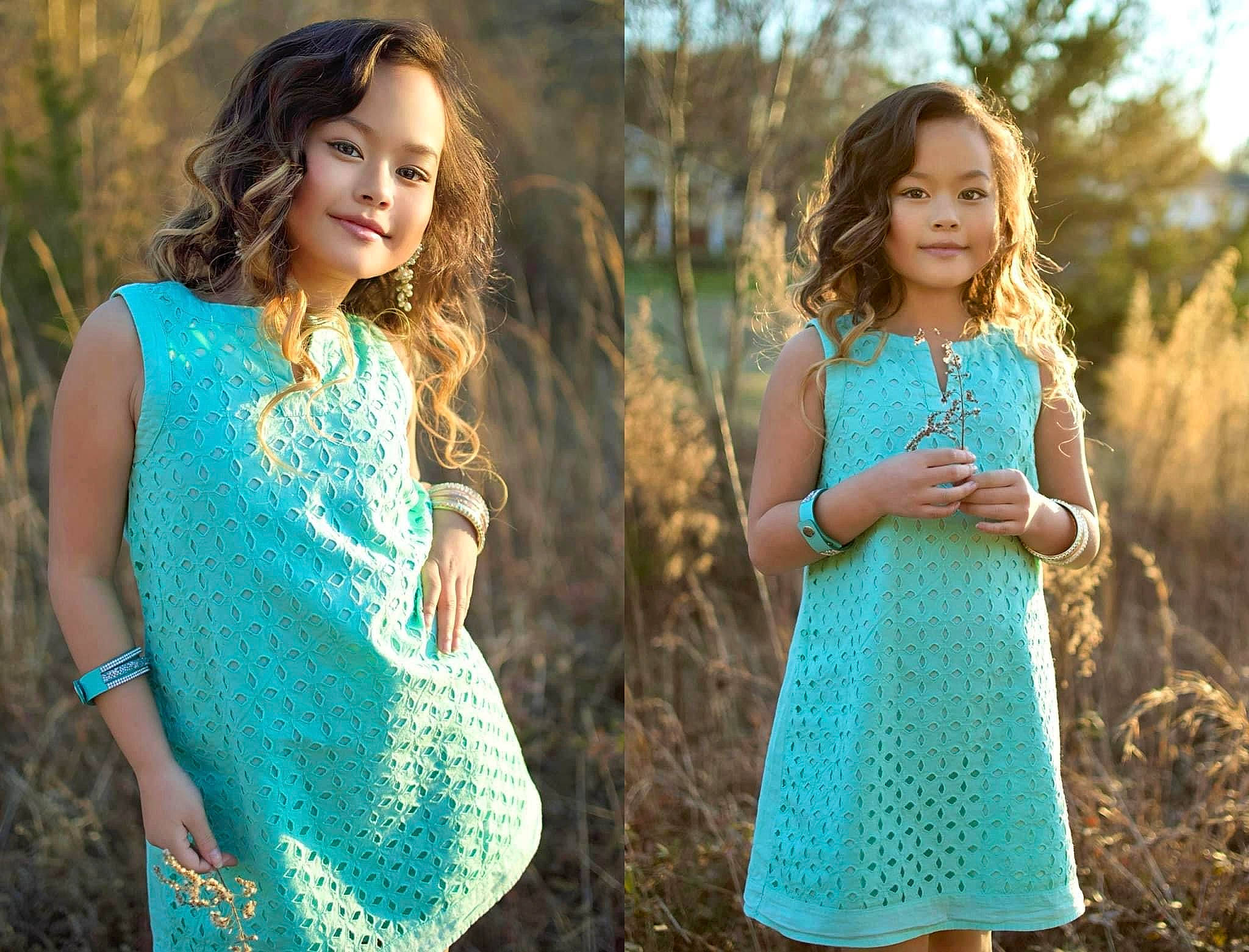 Precious joined the competition — help win amazing prizes! arm, blue, child, day_dress, dress, facial_expression, fashion, grass, green, hair, hairstyle, happy, joy, leaf, one_piece_garment, people_in_nature, person, plant, shoulder, sleeve