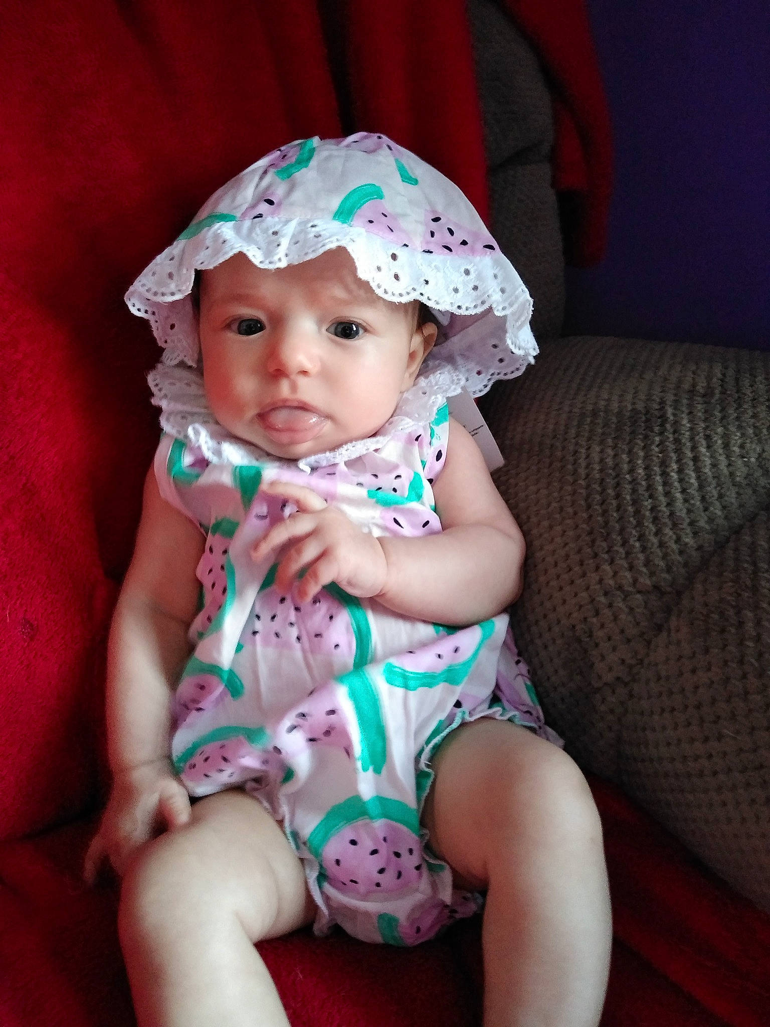 Alize joined the competition — help win amazing prizes! baby, baby_toddler_clothing, cheek, child, child_model, hat, headgear, headwear, person, pink, sitting, skin, sun_hat, toddler