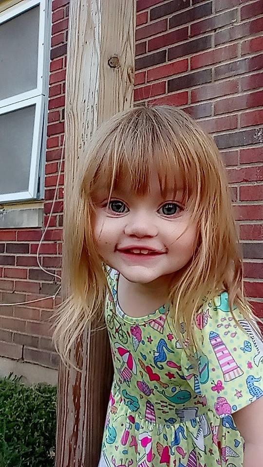 Ashlynn joined the competition — help win amazing prizes! bangs, blond, brick, brickwork, cheek, child, eyelash, face, hair, happy, head, hime_cut, iris, joy, layered_hair, lip, long_hair, person, pink, smile