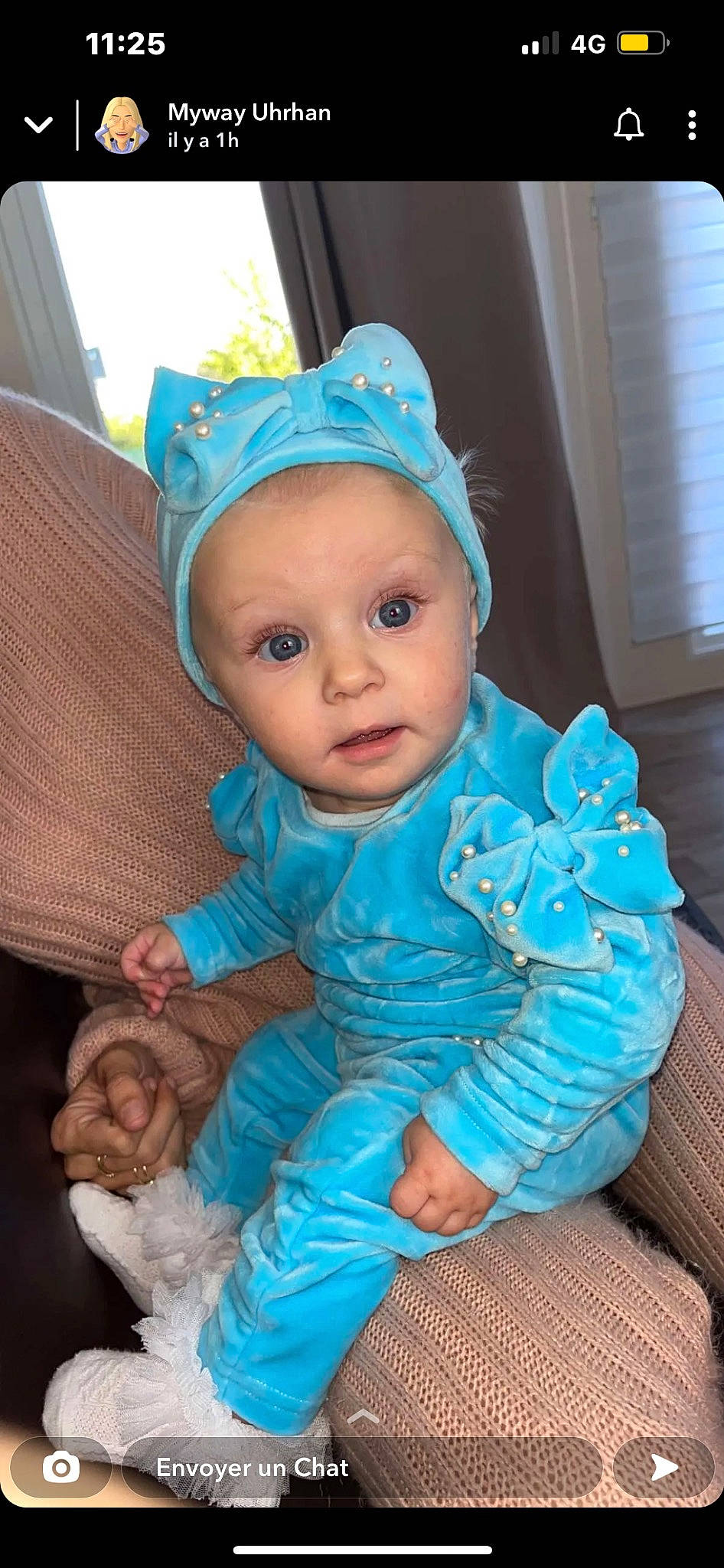 Beverly a rejoint le concours — aidez-le/la à gagner de superbes lots ! baby, baby_toddler_clothing, blue, cap, cheek, chin, dress, eye, facial_expression, finger, hairstyle, hand, happy, head, headgear, human_body, iris, person, pink, skin