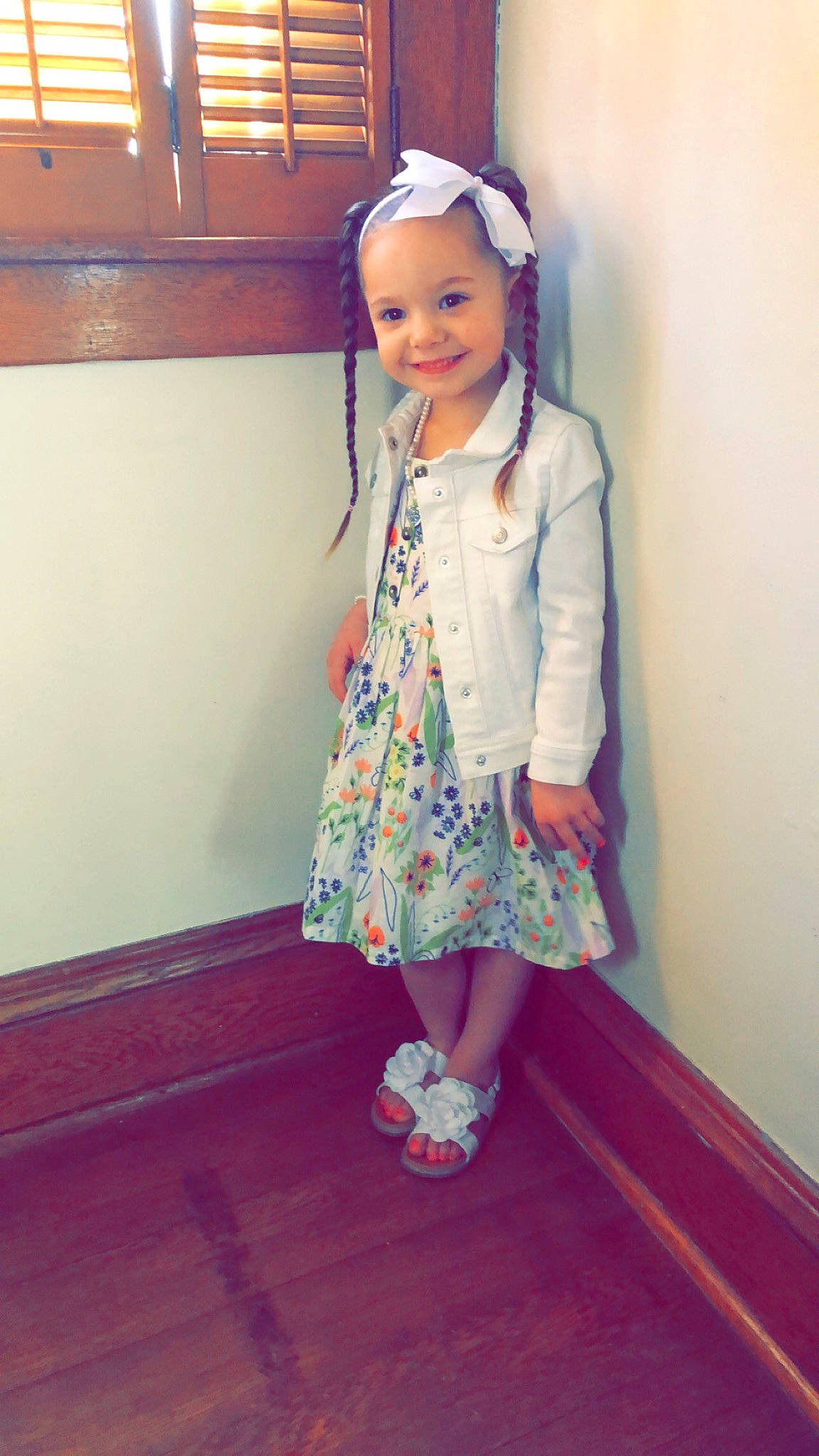 Angelina is registered to the contest to win money with this photo: baby_toddler_clothing, child, clothing, electric_blue, eye, face, fashion_design, happy, headwear, joy, leg, magenta, neck, person, pink, purple, skin, sleeve, smile, sock