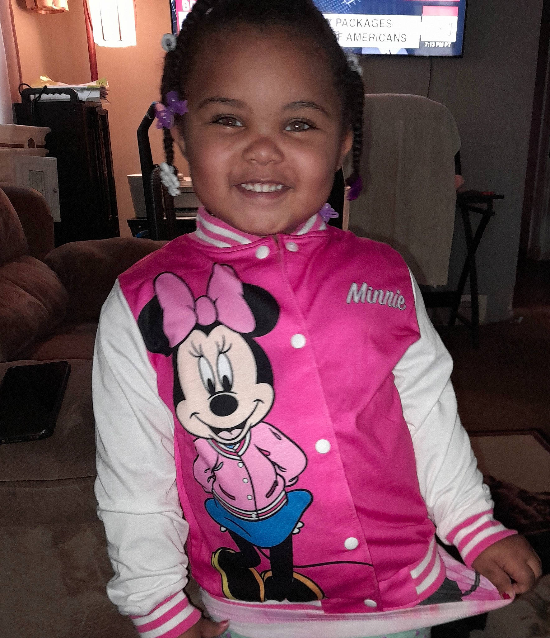 Mykah is registered to the contest to win money with this photo: baby_products, baby_toddler_clothing, bag, chair, child, costume, eye, fun, happy, joy, magenta, person, pink, sleeve, smile, t_shirt, toddler