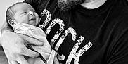 Adam participe au concours pour gagner de l'argent avec cette photo : baby, man, newborn, smiling, black_and_white, beard, holding, love, family, portrait, cozy, pajamas, happy, indoor, close_up, bond, father, child, caring, affection