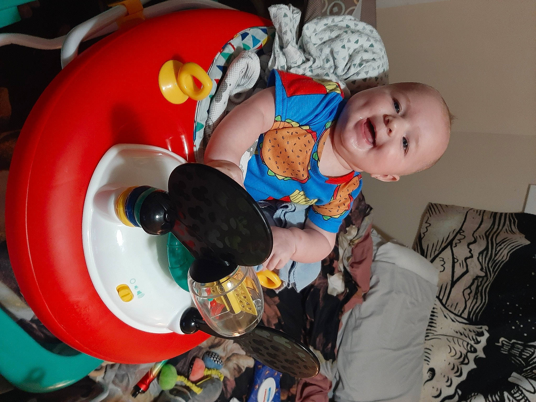 Chance joined the competition — help win amazing prizes! baby, baby_products, baby_toddler_clothing, baby_toys, chair, child, circle, comfort, event, fun, happy, party_supply, person, plastic, play, room, sitting, smile, t_shirt, toddler