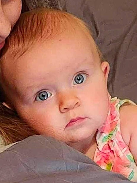 Jayde is registered to the contest to win money with this photo: baby, baby_toddler_clothing, blond, cheek, child, close_up, ear, eyebrow, eyelash, finger, forehead, hand, happy, iris, lip, mouth, nose, person, skin, sleeve