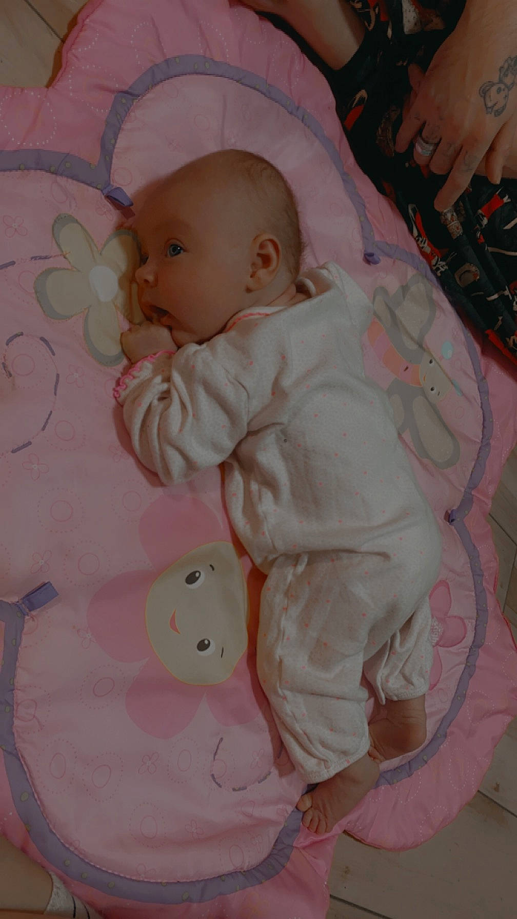 Shaniya joined the competition — help win amazing prizes! baby, baby_products, baby_sleeping, baby_toddler_clothing, baby_toys, cheek, child, comfort, doll, linens, pattern, peach, person, pink, room, sitting, skin, sleeve, stuffed_toy, toddler