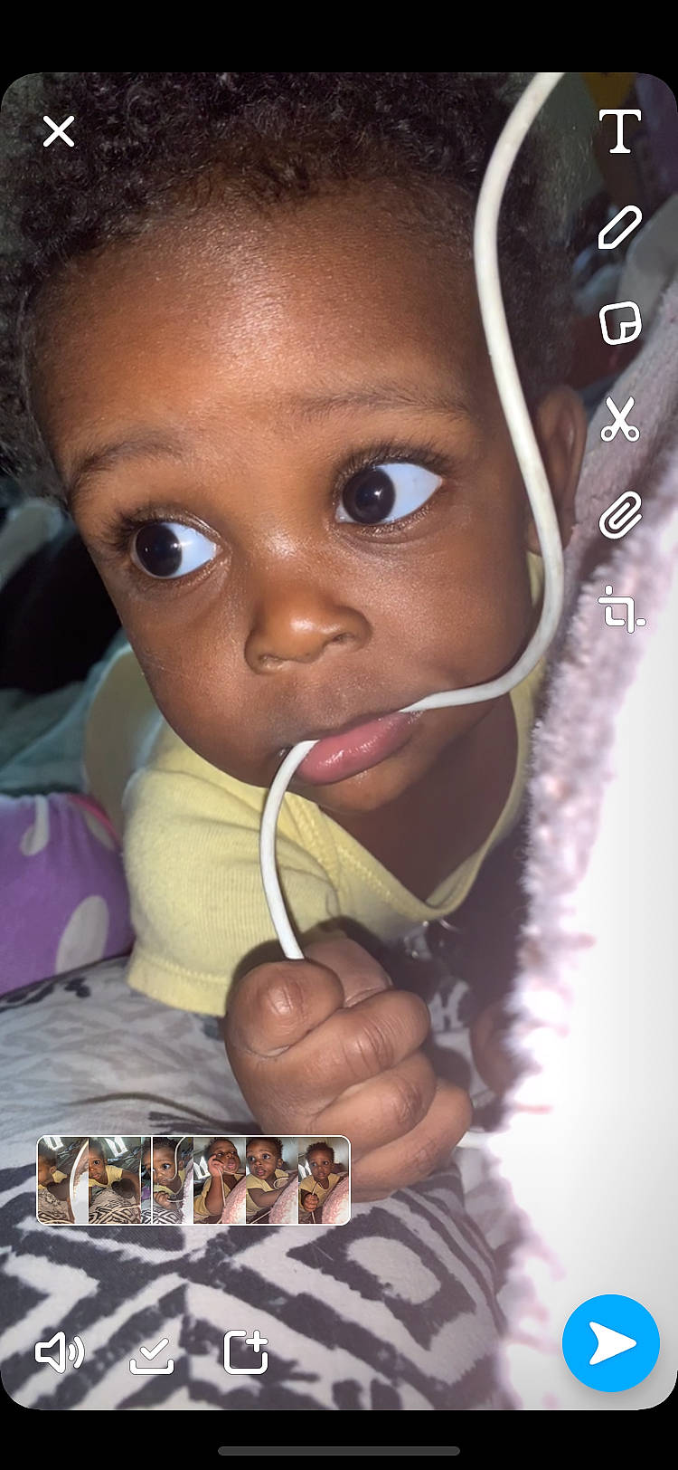 Anari is registered to the contest to win money with this photo: cheek, child, eating, face, food, lip, mouth, nose, person, smile, toddler