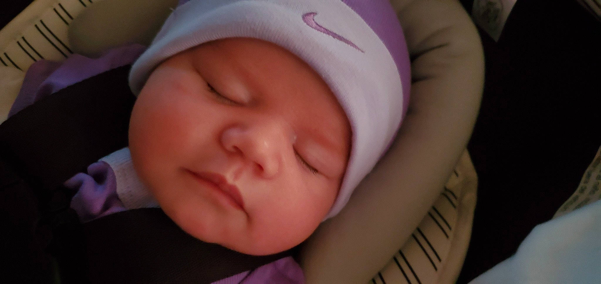 Liana is registered to the contest to win money with this photo: baby, bedtime, cheek, child, childbirth, close_up, eye, eyebrow, face, forehead, hand, head, headgear, headwear, lip, mouth, nap, nose, person, skin